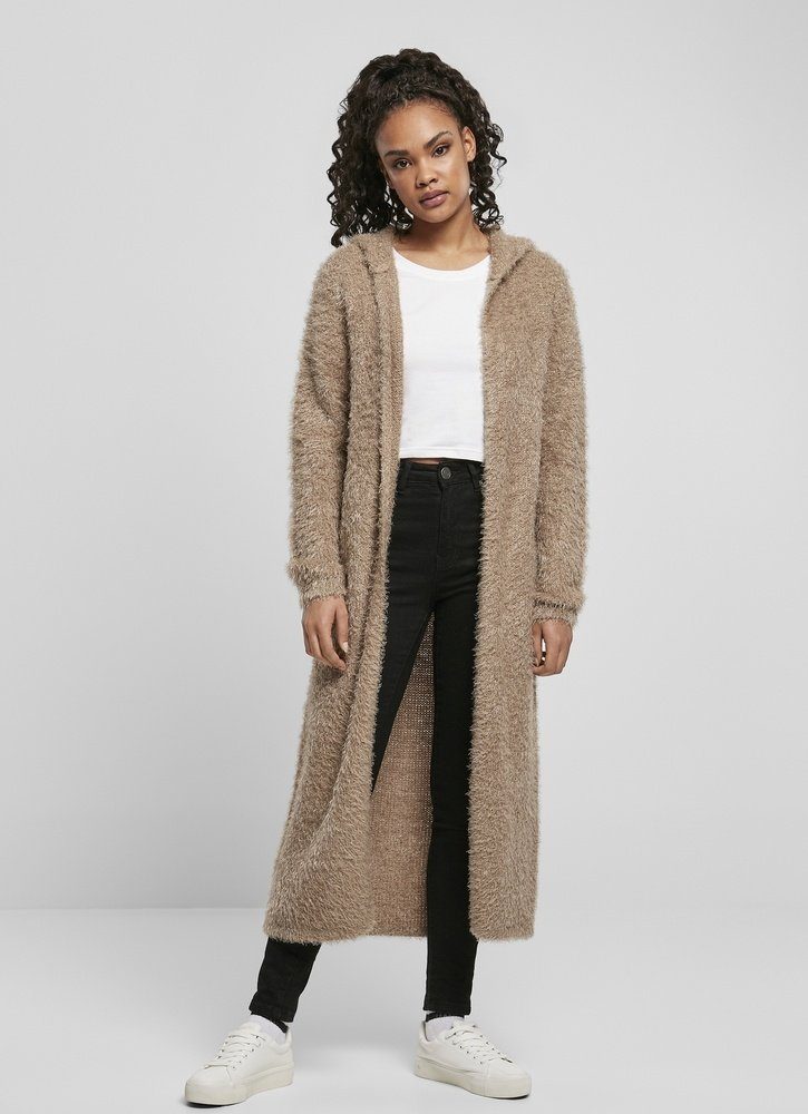Cardigan Damen Hooded Feather Cardigan mit lässiger Kapuze