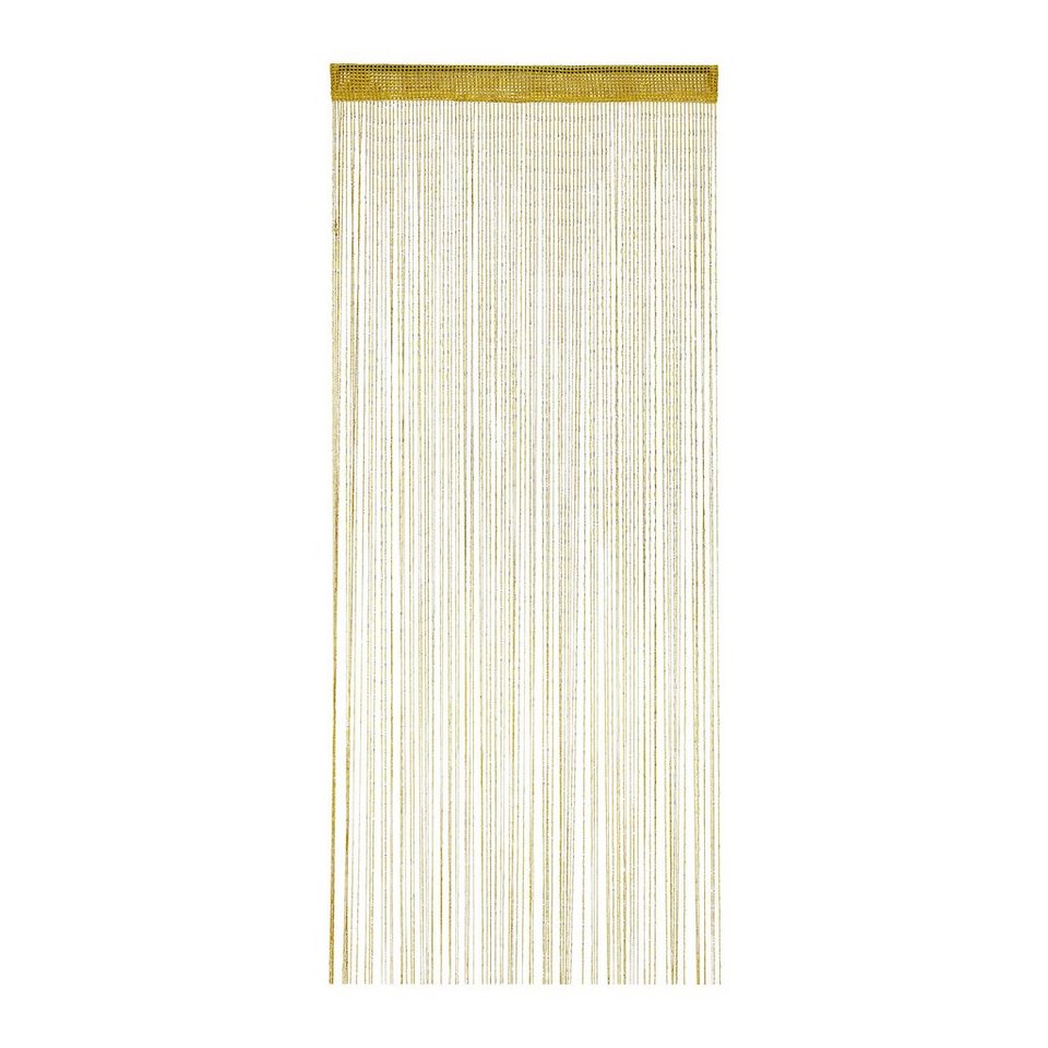 Fadenvorhang 1 x Fadenvorhang Glitzer gold 90x245 cm, relaxdays