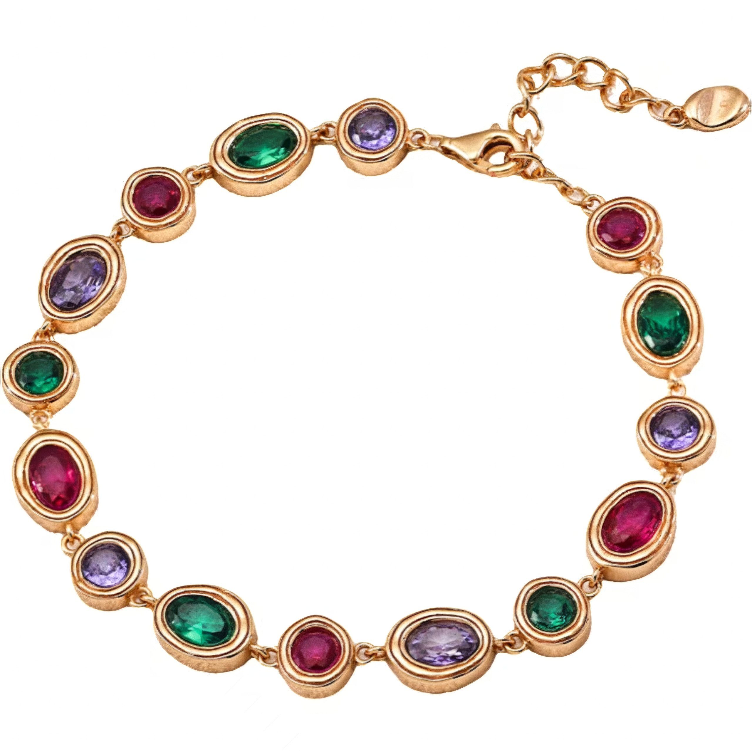 Jumpeak Silberarmband Regenbogen-Armband, Damen Gold-Armband, Edelstein-Armband, Sterling Silber Armband, 18K vergoldet, Geschenk für die Brautjungfer