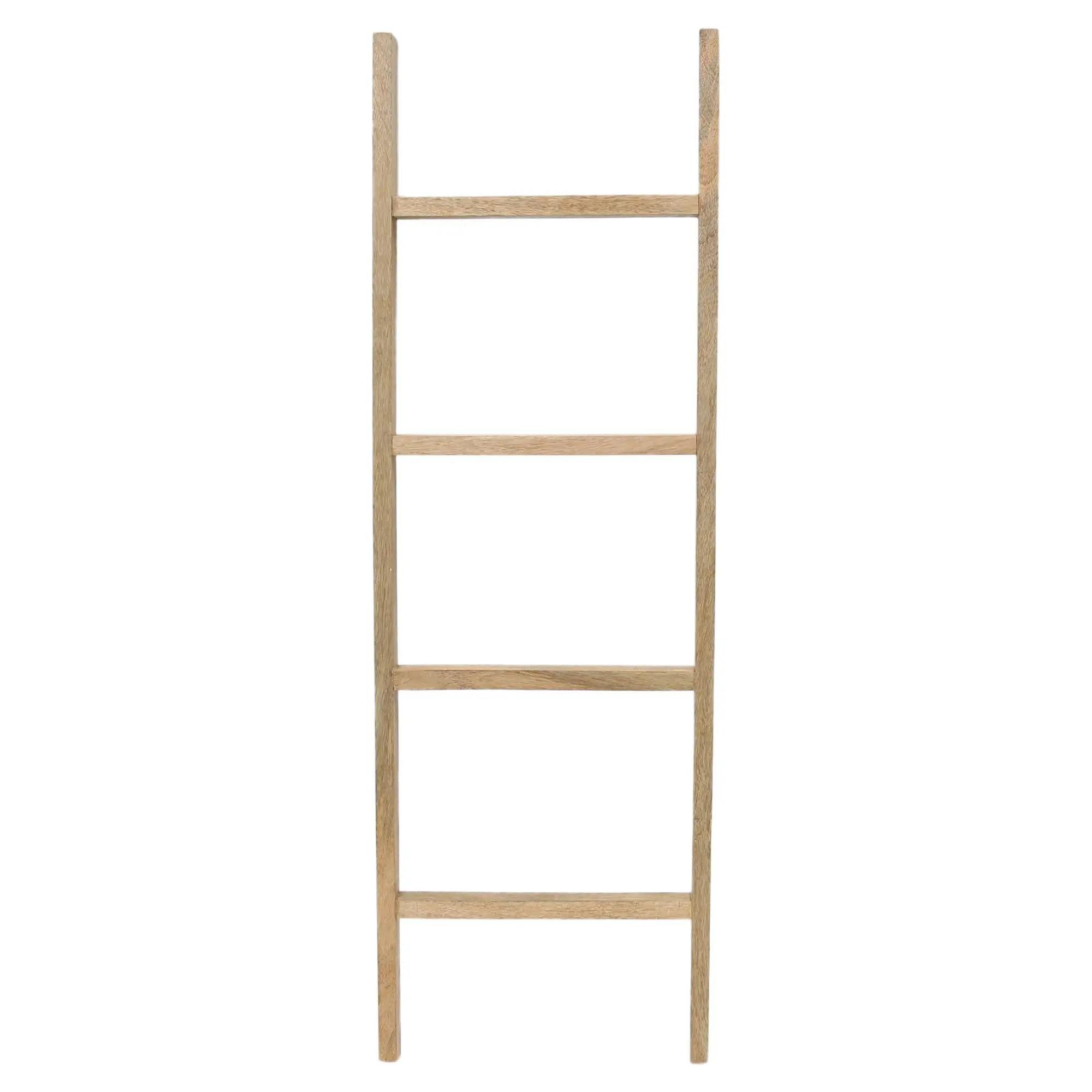 Dekoleidenschaft Dekoleiter "Natur" aus Mango Holz, 118 cm groß, Handtuchleiter, Kleiderleiter, Holzleiter 4 Stufen