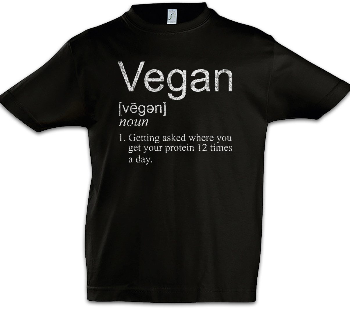 Print-Shirt Vegan Proteines Kinder T-Shirt Muscles Gym Bodybuilding Fitnessstudio