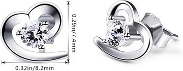 B. Catcher Paar Ohrstecker Herz-Ohrstecker aus 925er Silber - Eleganter Schmuck mit Zirkonia (1 Paar Ohrstecker mit Geschenbox, 2-tlg., 1 Paar Herz Ohrstecker mit Kristallstein, inkl. Geschenkbox), 925er Sterlingsilber, hypoallergen, exklusive Geschenkbox