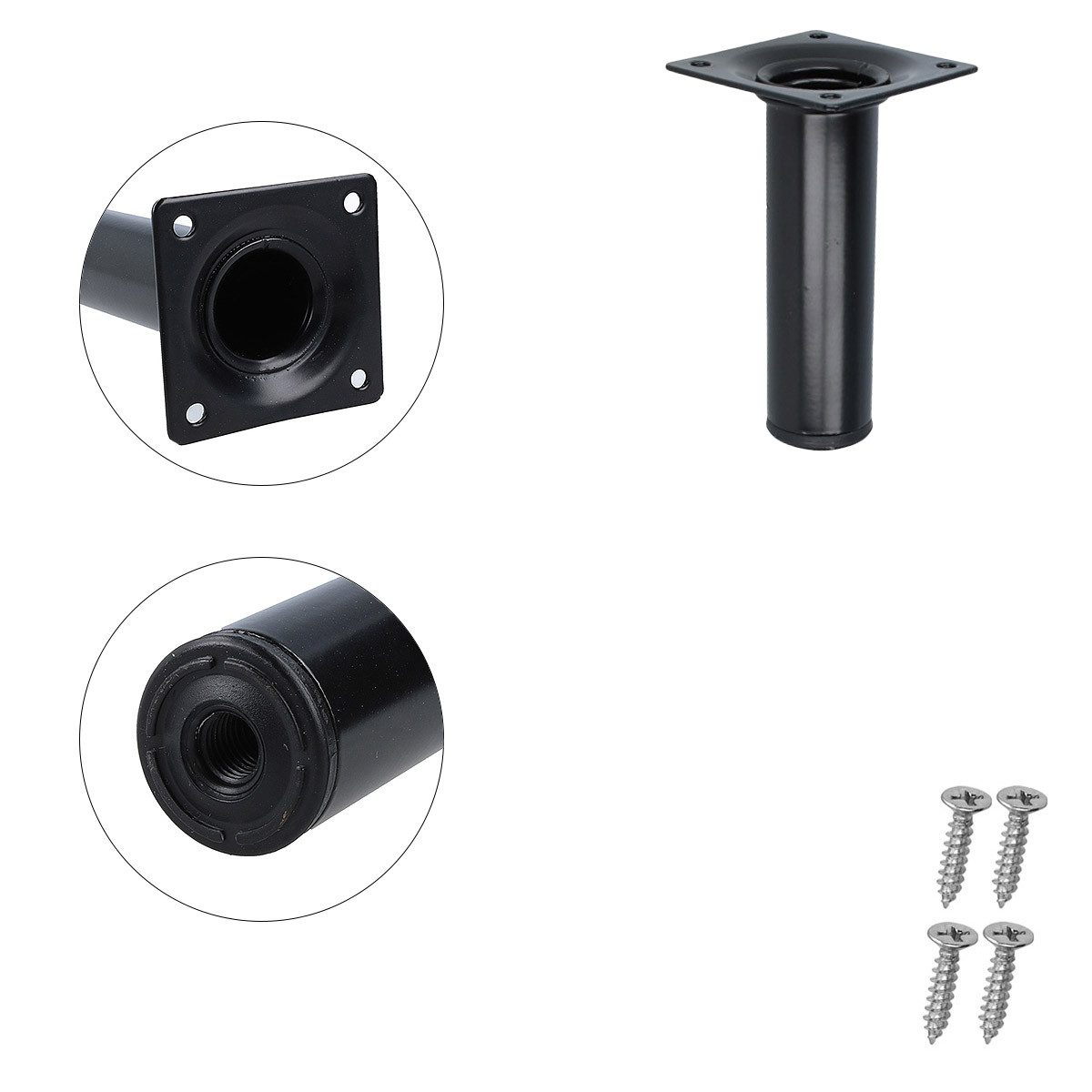 MS Beschläge Möbelfuß Möbelbein ø 30mm Schwarz Tischbein M10 Gewindegang, M10 Gewindegang