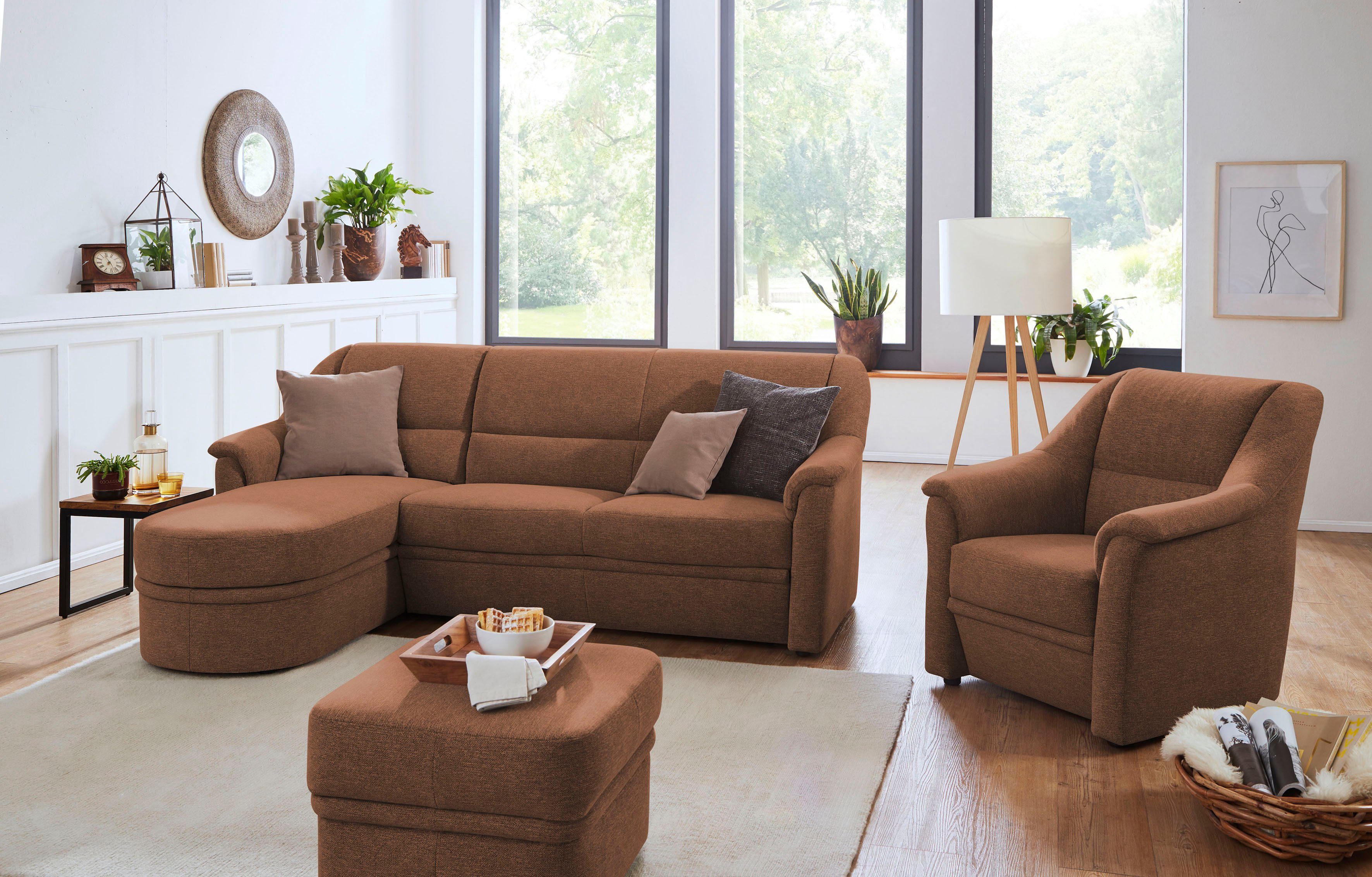 Bettfunktion mit wahlweise 223 Bettkasten und BECK Ecksofa VILLA Breite ccm, Fiora,