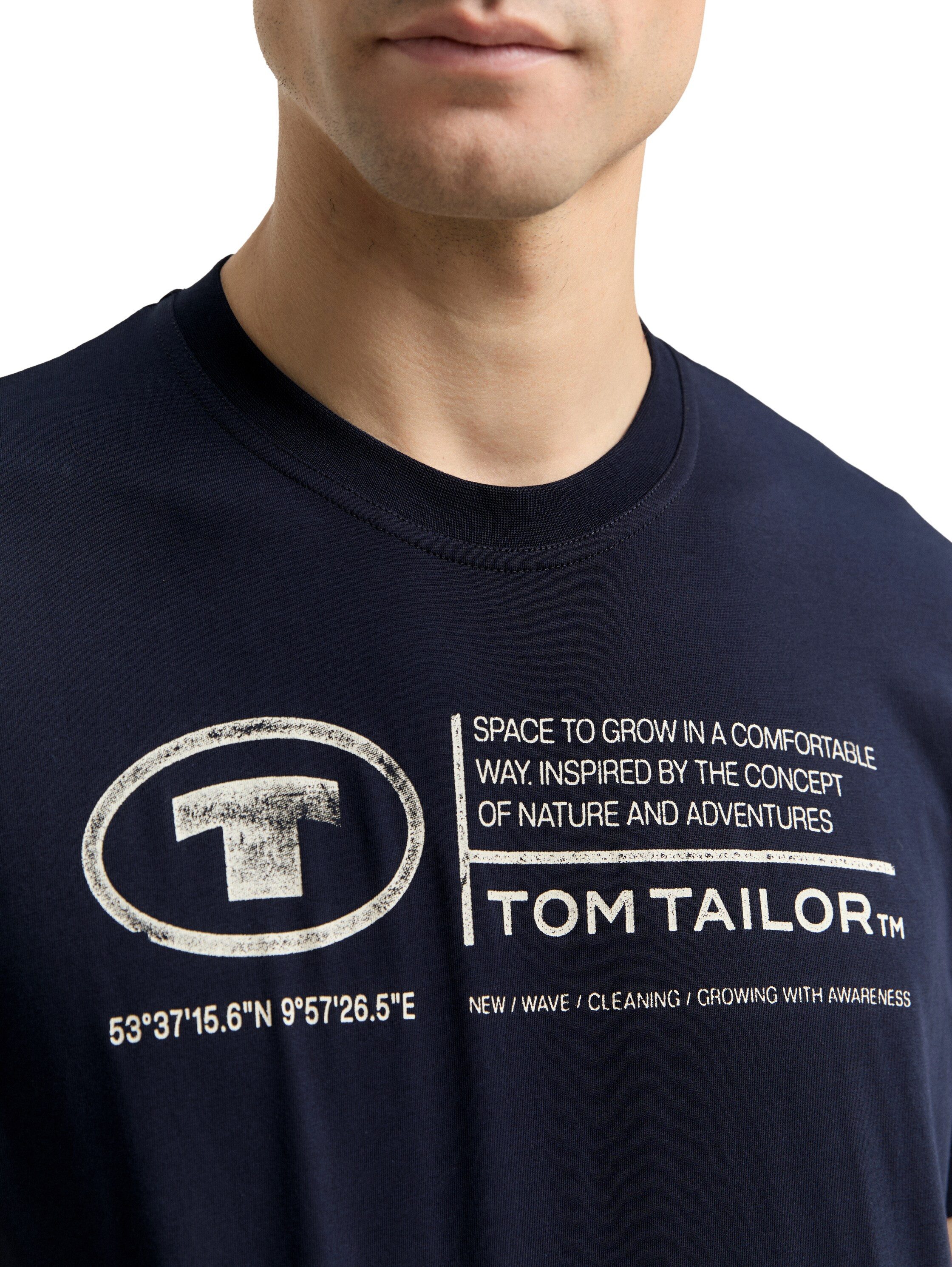 TOM TAILOR Print-Shirt Tom Tailor Herren T-Shirt Frontprint – Bild 3 von 5