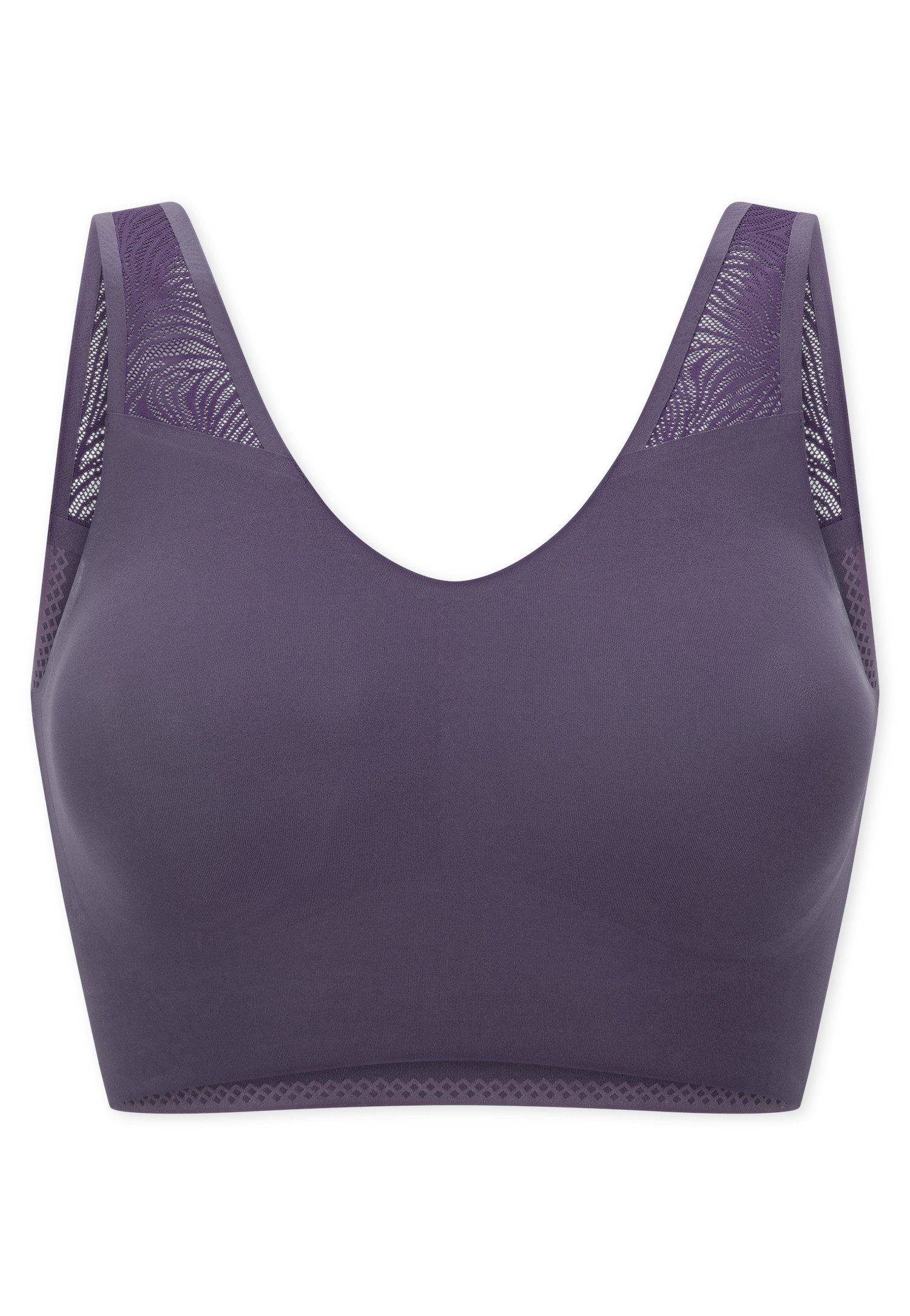 Schiesser Bustier Invisible Soft Lace herausnehmbare Pads, Spitzeneinsatz, V-Ausschnitt