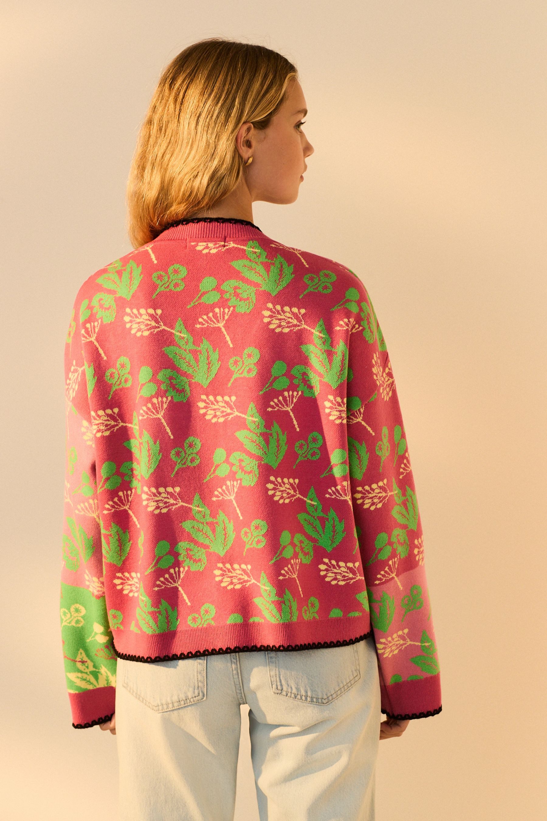 Next Strickjacke Farbenfrohe Strickjacke mit abstraktem günstig online kaufen