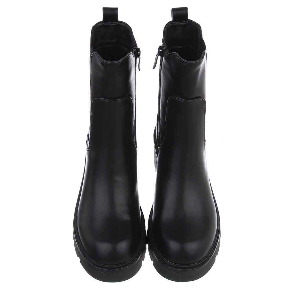 Ital-Design Damen Chelsea Boots mit Profilsohle und Blockabsatz Plateaustiefelette (92422331) Blockabsatz Stiefeletten in Schwarz – Bild 4 von 5