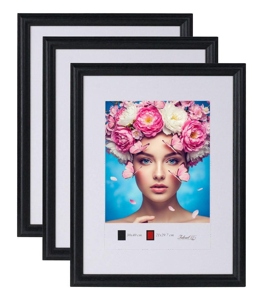 IDEAL TREND Bilderrahmen 3er 5er Set Holzrahmen mit Kunststoffglas Bilderrahmen MDF Rahmen Coll, für 3 Bilder (3 St), Natürliche Holzmaserung sichtbar, leichte Farbabweichungen möglich