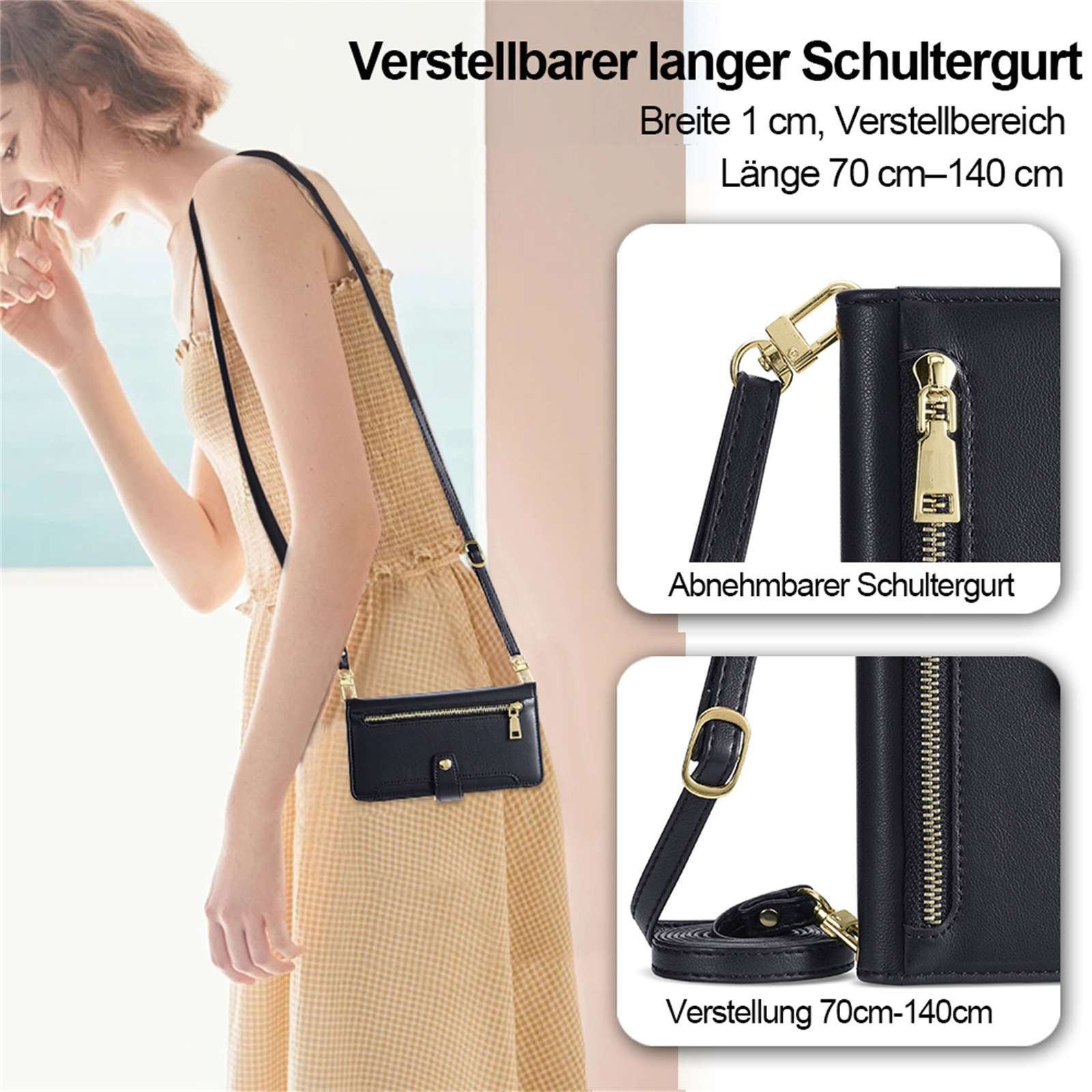 betterfon Handykette für Samsung Galaxy Leder Umhänge Hülle mit Kartenfächer, Hände frei – mit Silikonhülle & Schnur für flexiblen Alltag – Bild 5 von 5