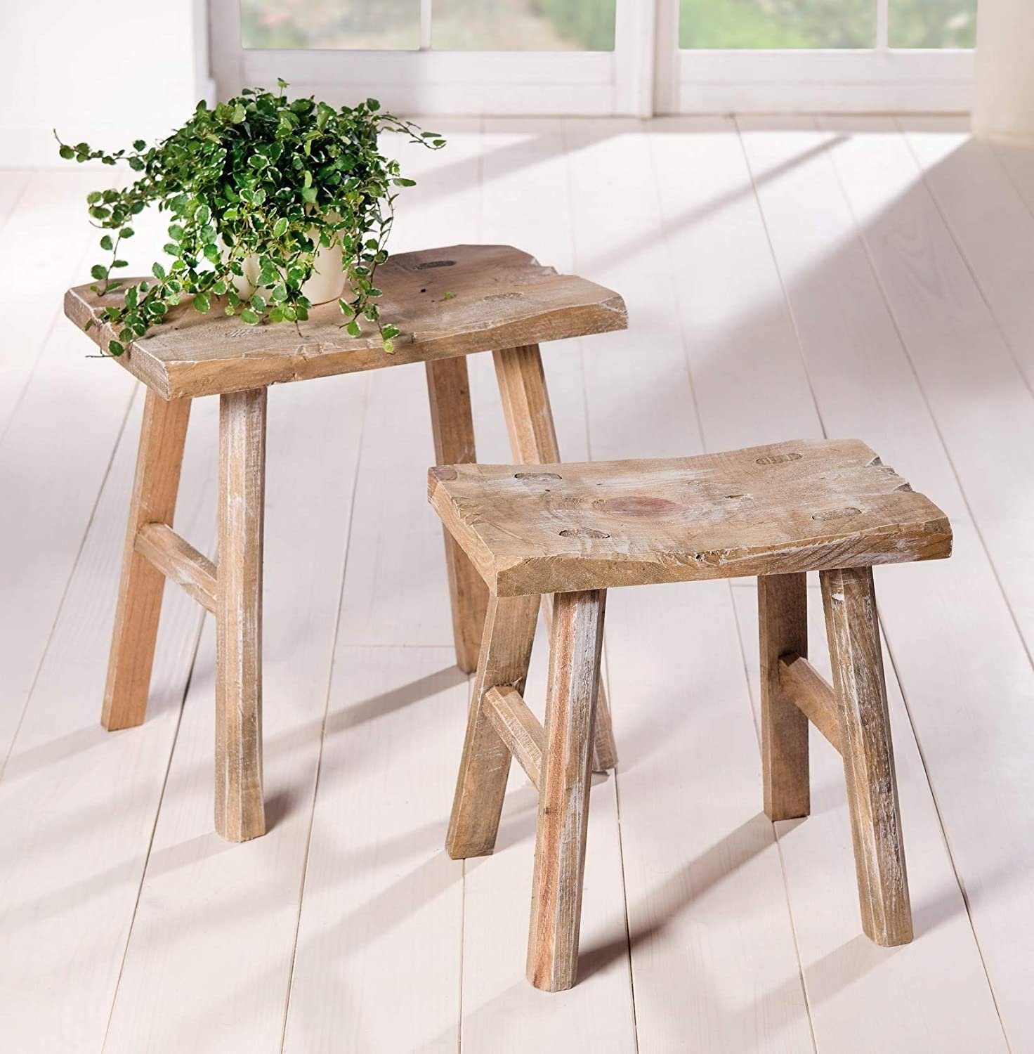 Dekoleidenschaft Blumenhocker "Rustikal" aus Holz im Antik Stil