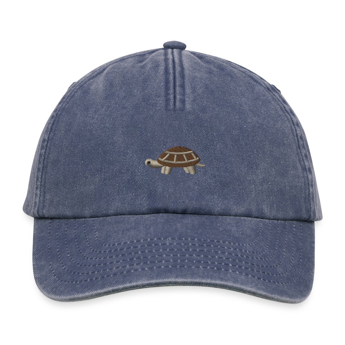 Spreadshirt Baseball Cap Gestickte Schildkröte Für Slow-Life-Fans Vintage Cap (1-St)