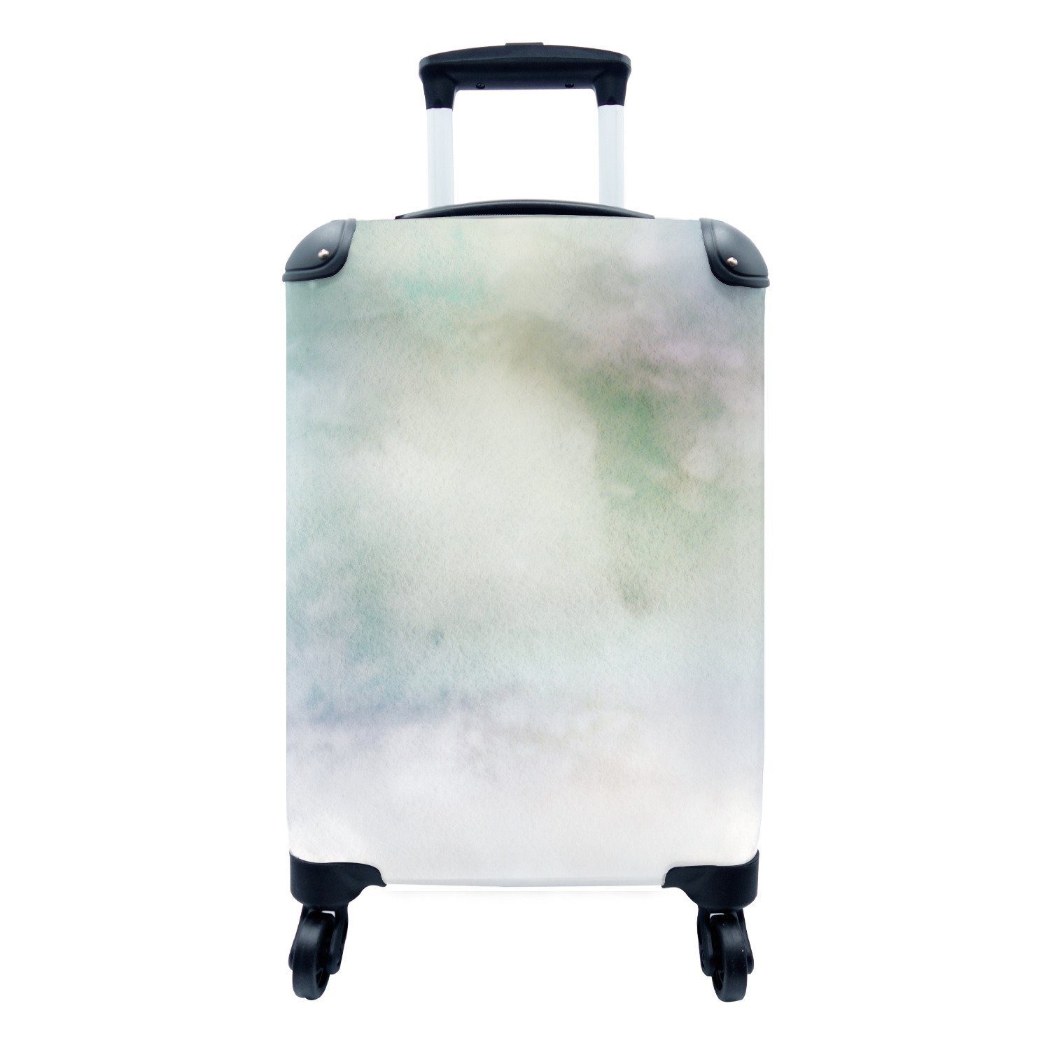 MuchoWow Handgepäckkoffer Aquarell - Grün - Lila - Braun, 4 Rollen, Reisetasche mit rollen, Handgepäck für Ferien, Trolley, Reisekoffer