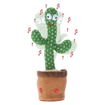 CEPEWA Greifspielzeug Kaktus singend tanzend 6x30cm Polyester 60 Songs Lichteffekt Bewegung