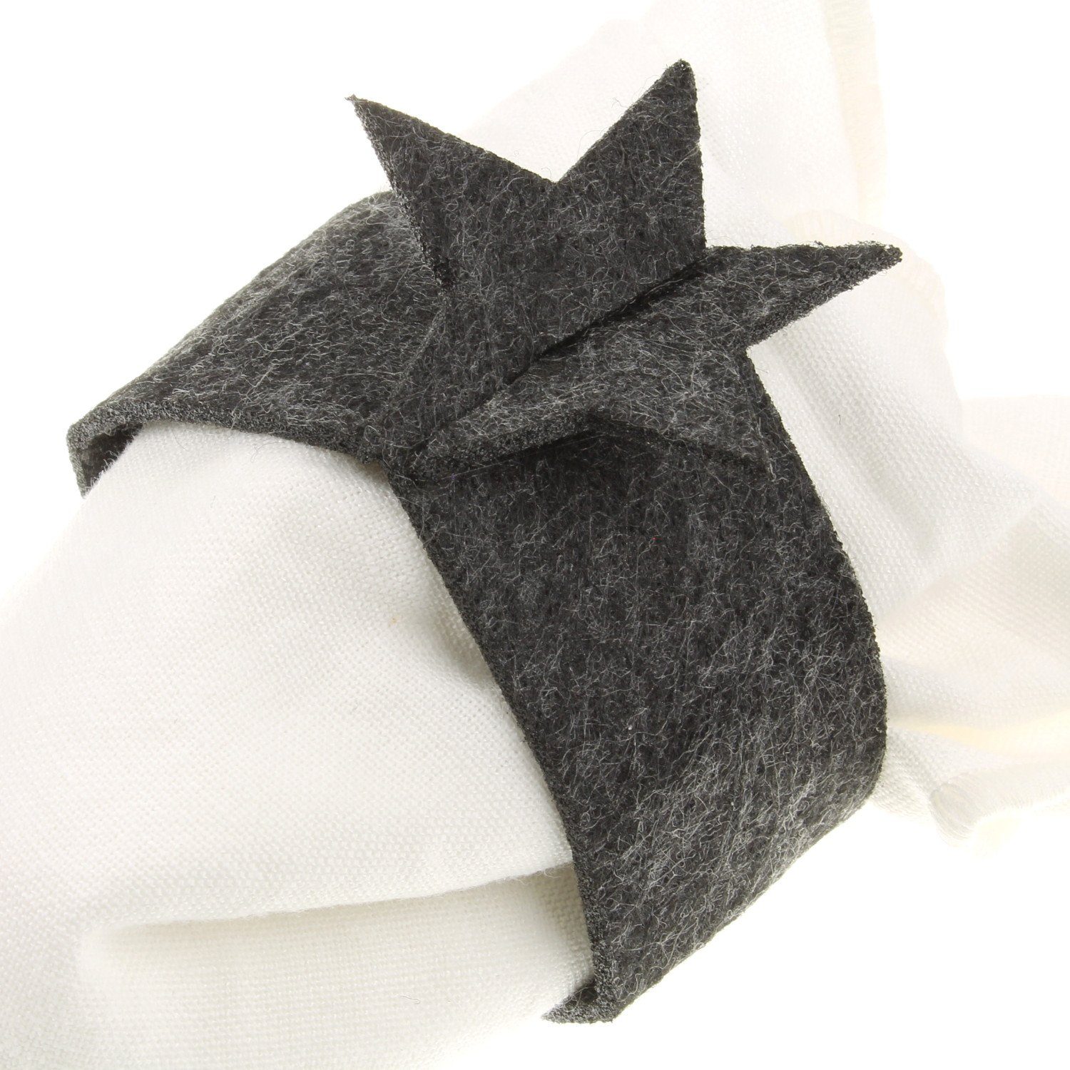 Macosa Home Serviettenring Weihnachtsdeko 8er Set edle Design Serviettenringe Stern, Filz, (Tischset Dinner Tisch Dekoration, 8-tlg., Tischdekoration Serviettenhalter Fest), in hellgrau und dunkelgrauWeihnachten Festliche