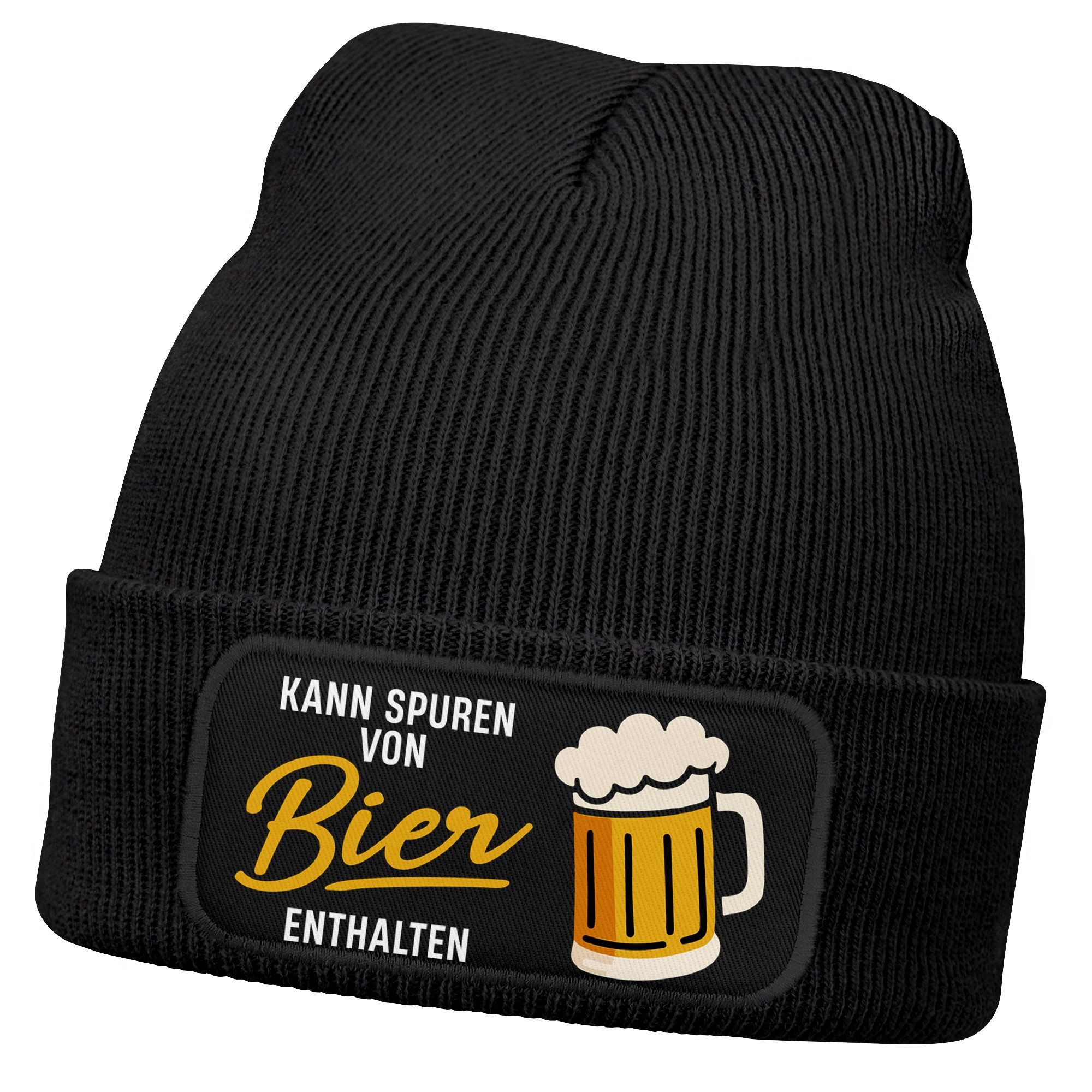 Strickmütze Herren Beanie Patch lustige Biersprüche Strickmütze mit Spruch Outfit