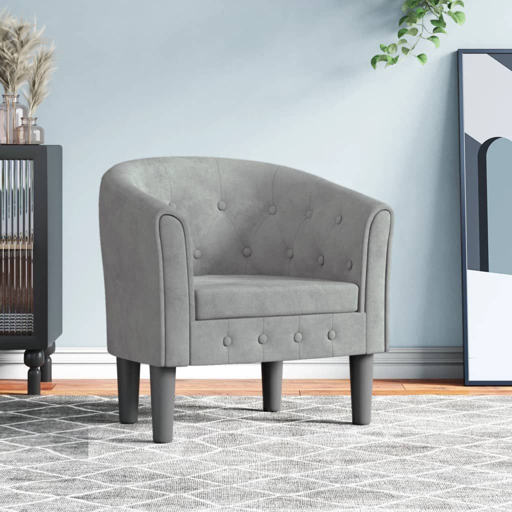 furnicato Cocktailsessel Moderner Clubsessel Hellgrau 70 x 56 x 68 cm mit Samtbezug und (1-St)