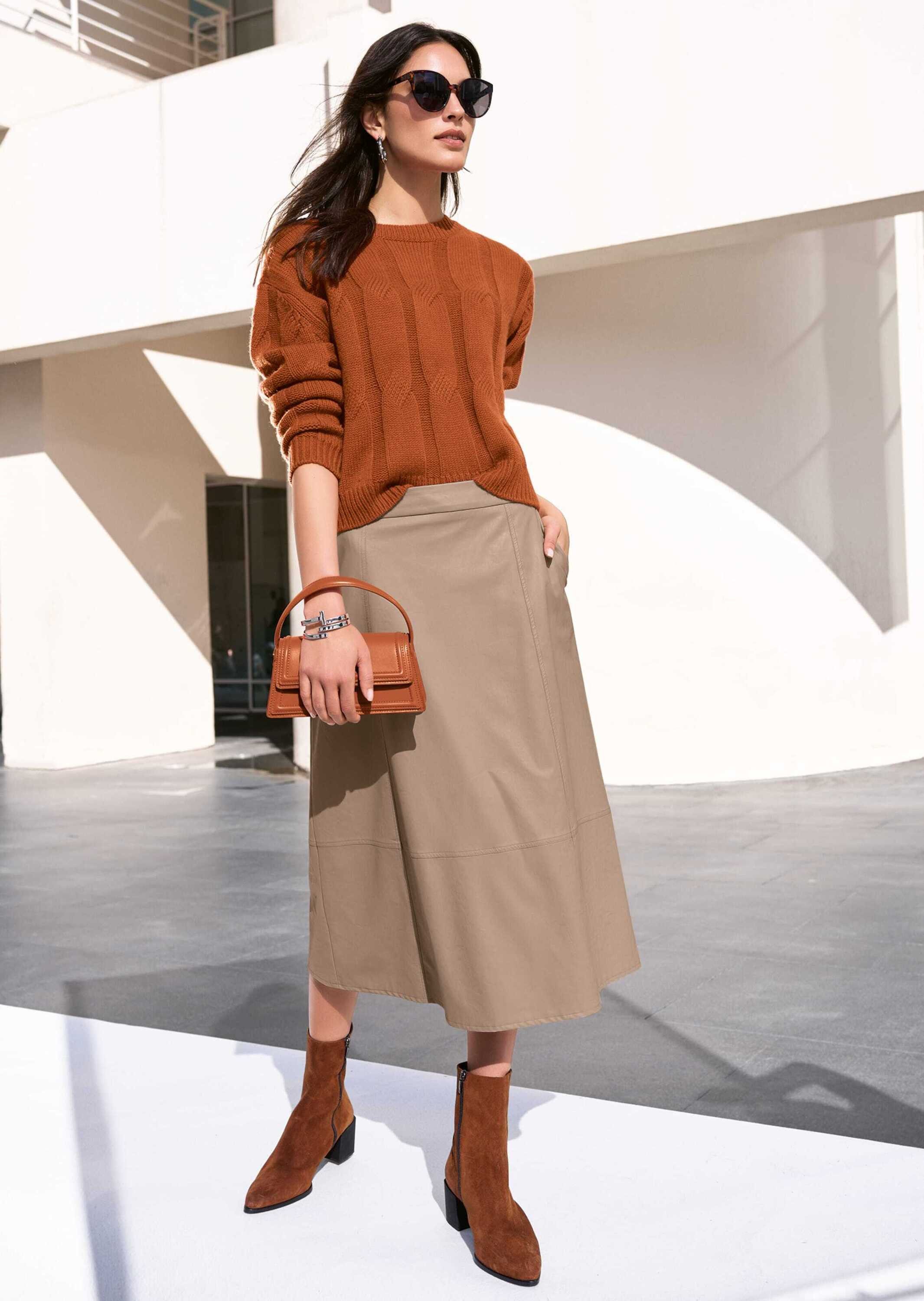 MADELEINE Maxirock Schwungvoller Rock im Leder-Look