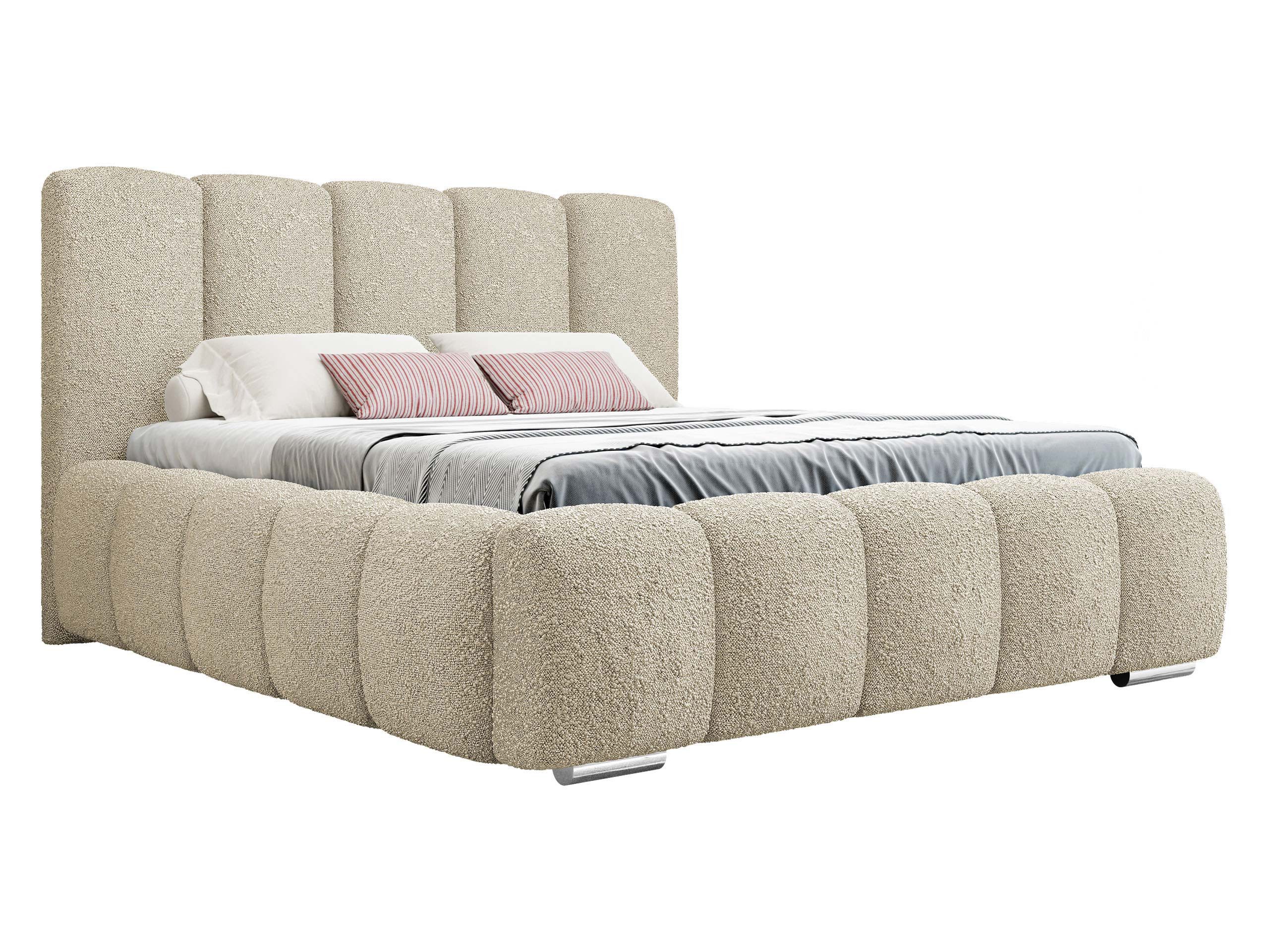 MIRJAN24 Polsterbett Wizko Boucle (mit Bettkasten), Leistenlattenrost aus Holz, 140/160/180 cm