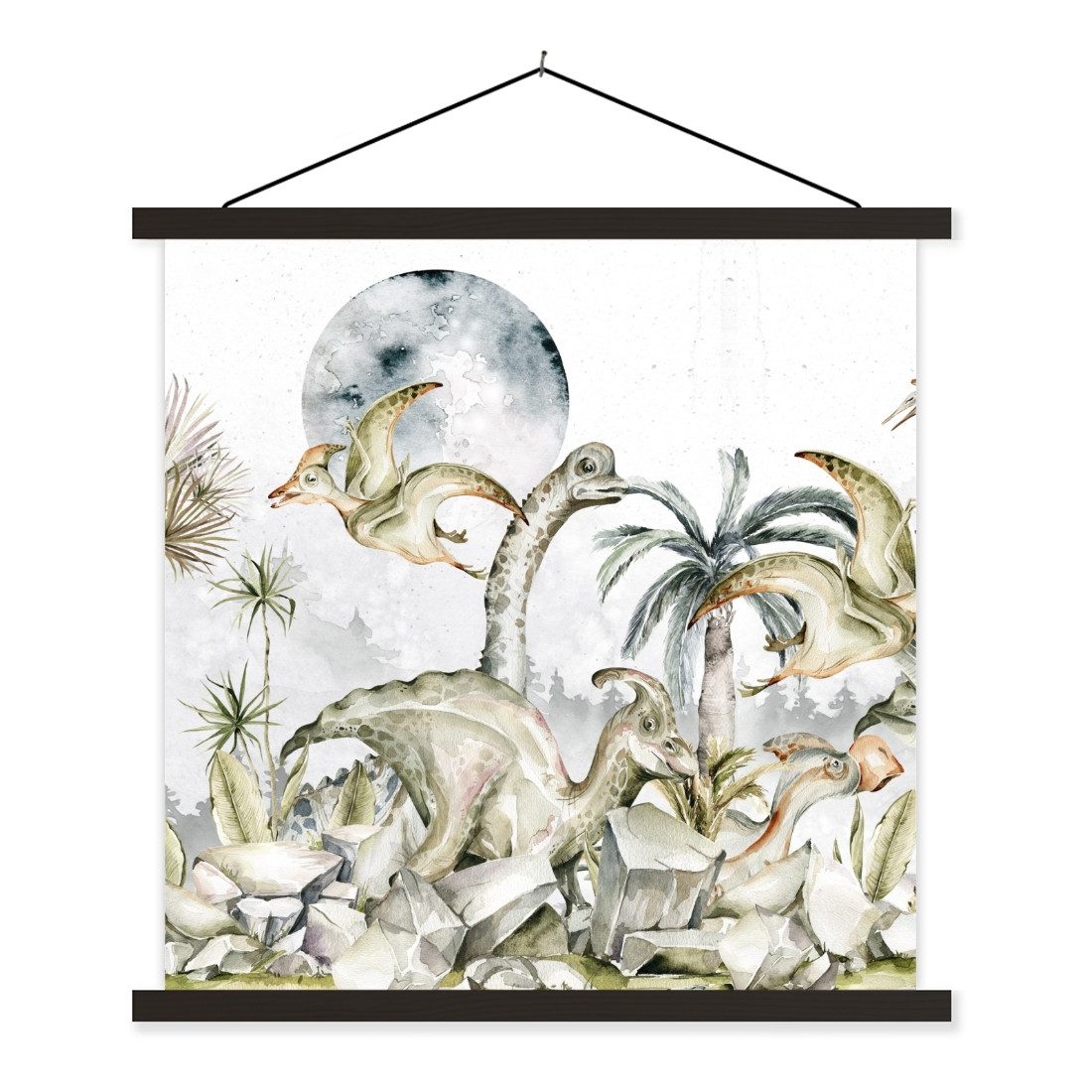 Poster Dinosaurier - Kinder - Dschungel - Grün - Tiere - Natur