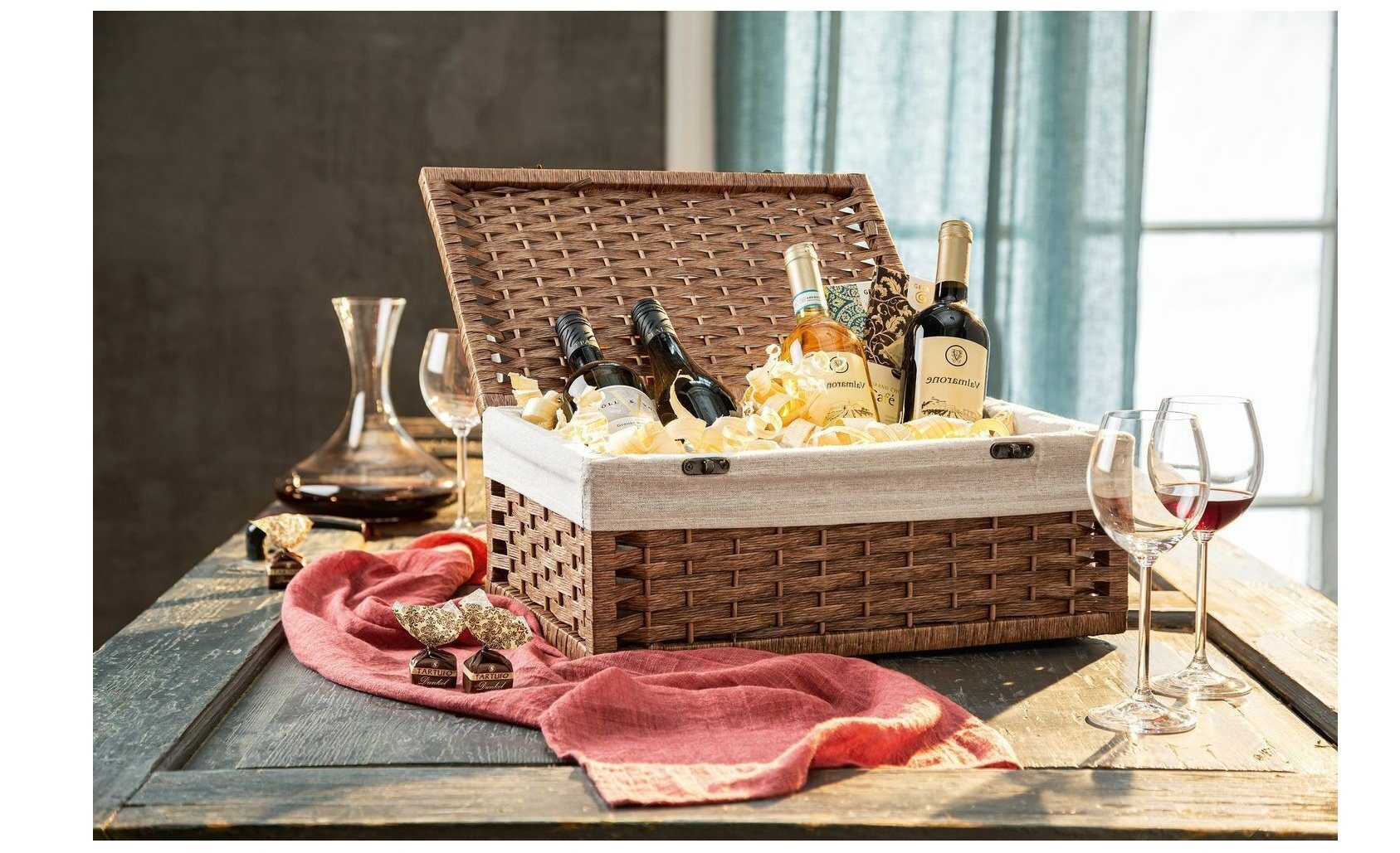 Frank Flechtwaren Weidenkorb Geschenktruhe "Präsent" aus Weide & Papierschnur, Aufbewahrungskiste