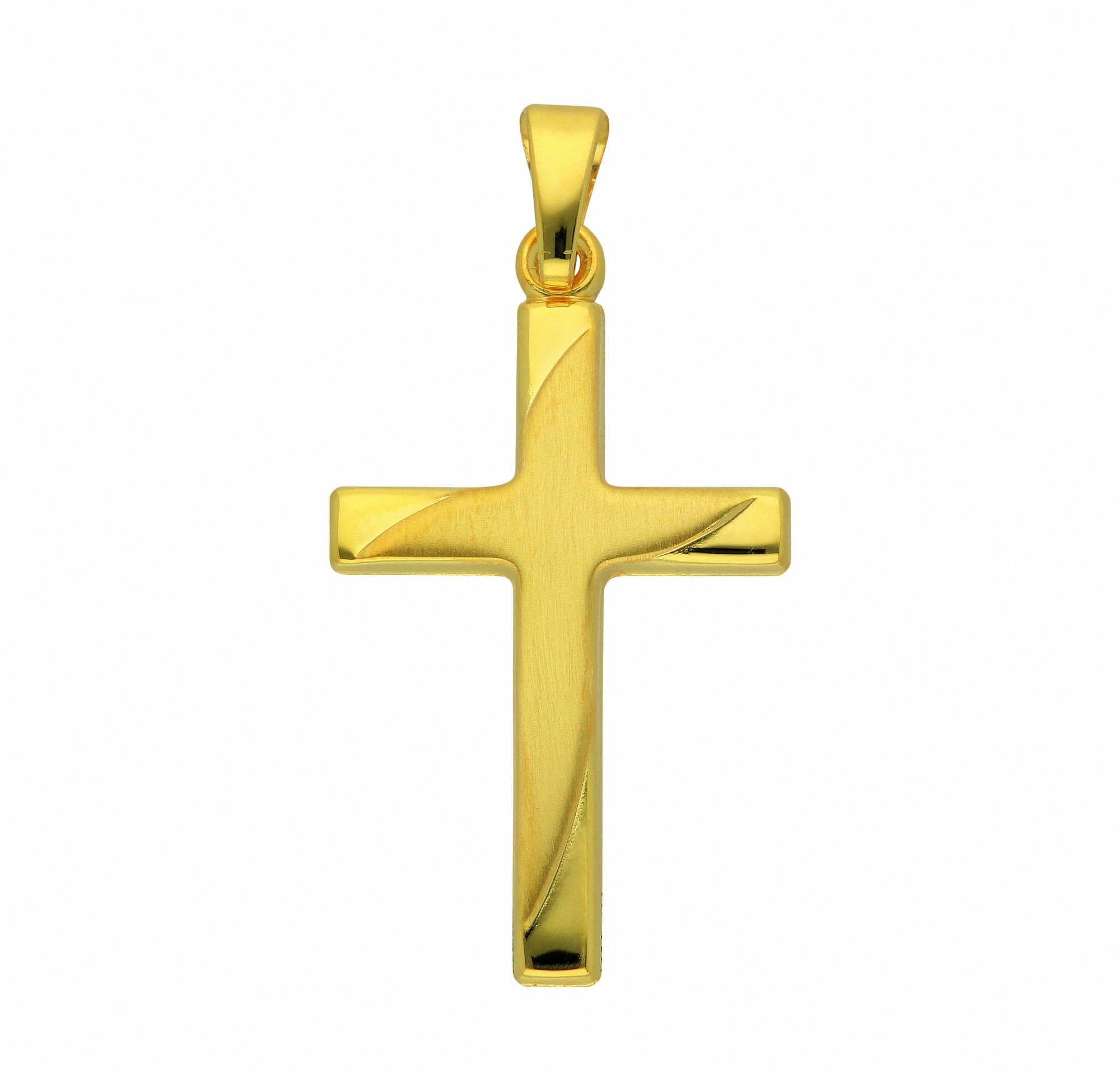 Adelia´s Kette Set mit Kreuz - Anhänger Halskette mit Anhänger, Schmuckset Gold 585