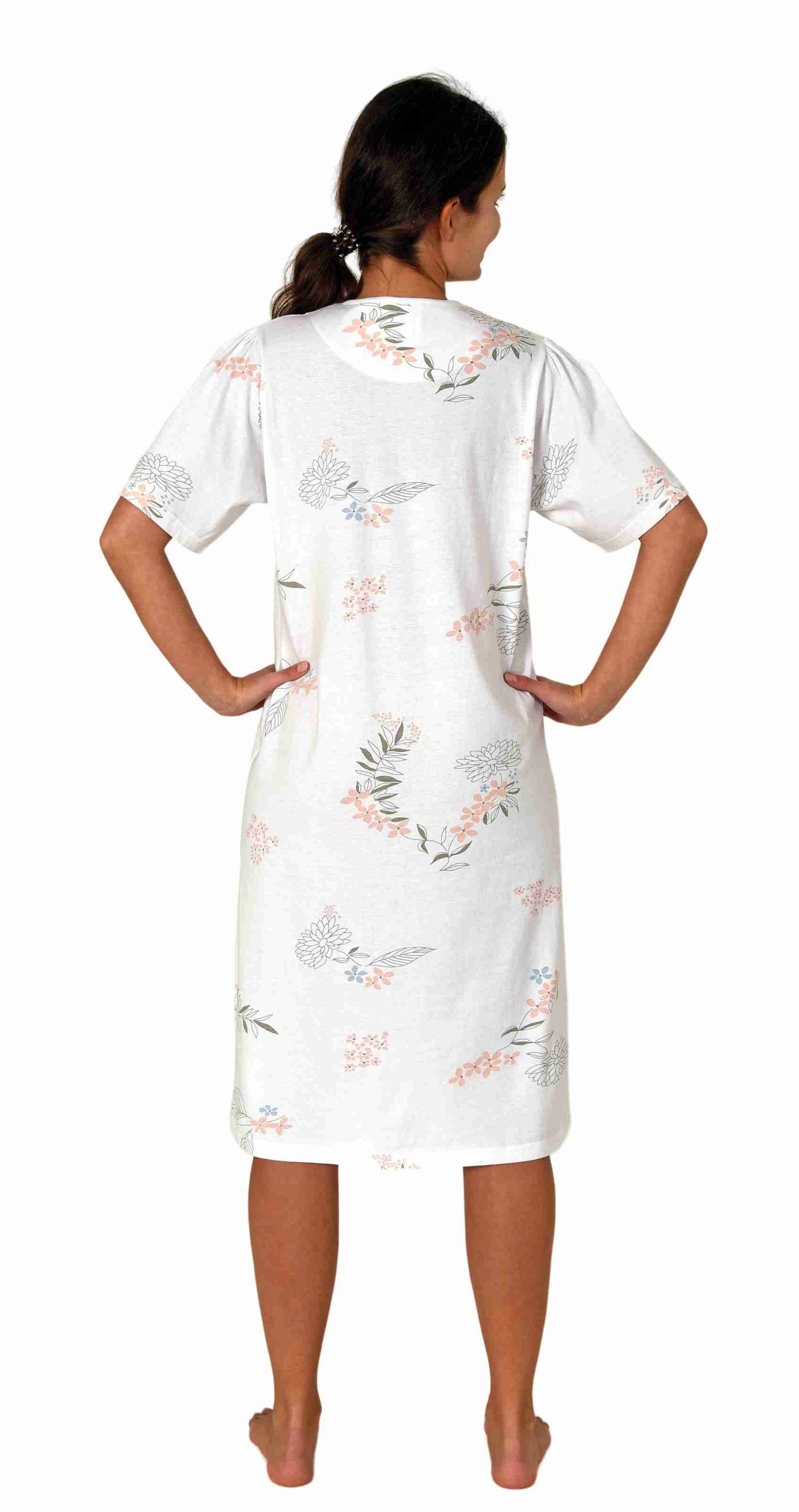 Normann Nachthemd Elegantes frauliches Damen kurzarm Nachthemd mit Knopfleiste am Hals