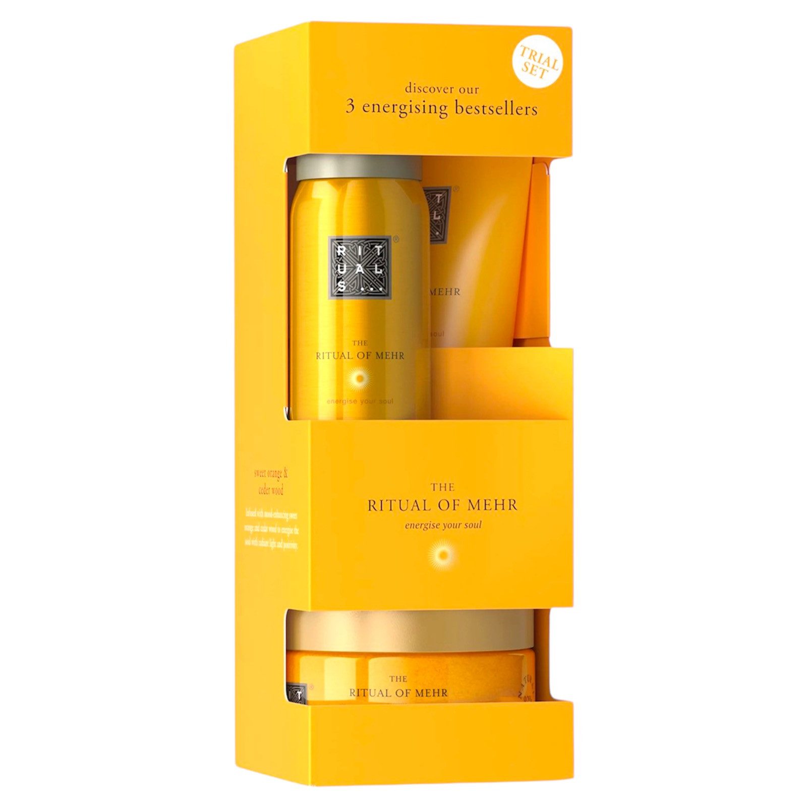 Rituals Pflege-Geschenkset The Ritual of Mehr 3-teiliges Beauty-Set, Erfrischende Duftkomposition aus Zedernholz und süßer Orange