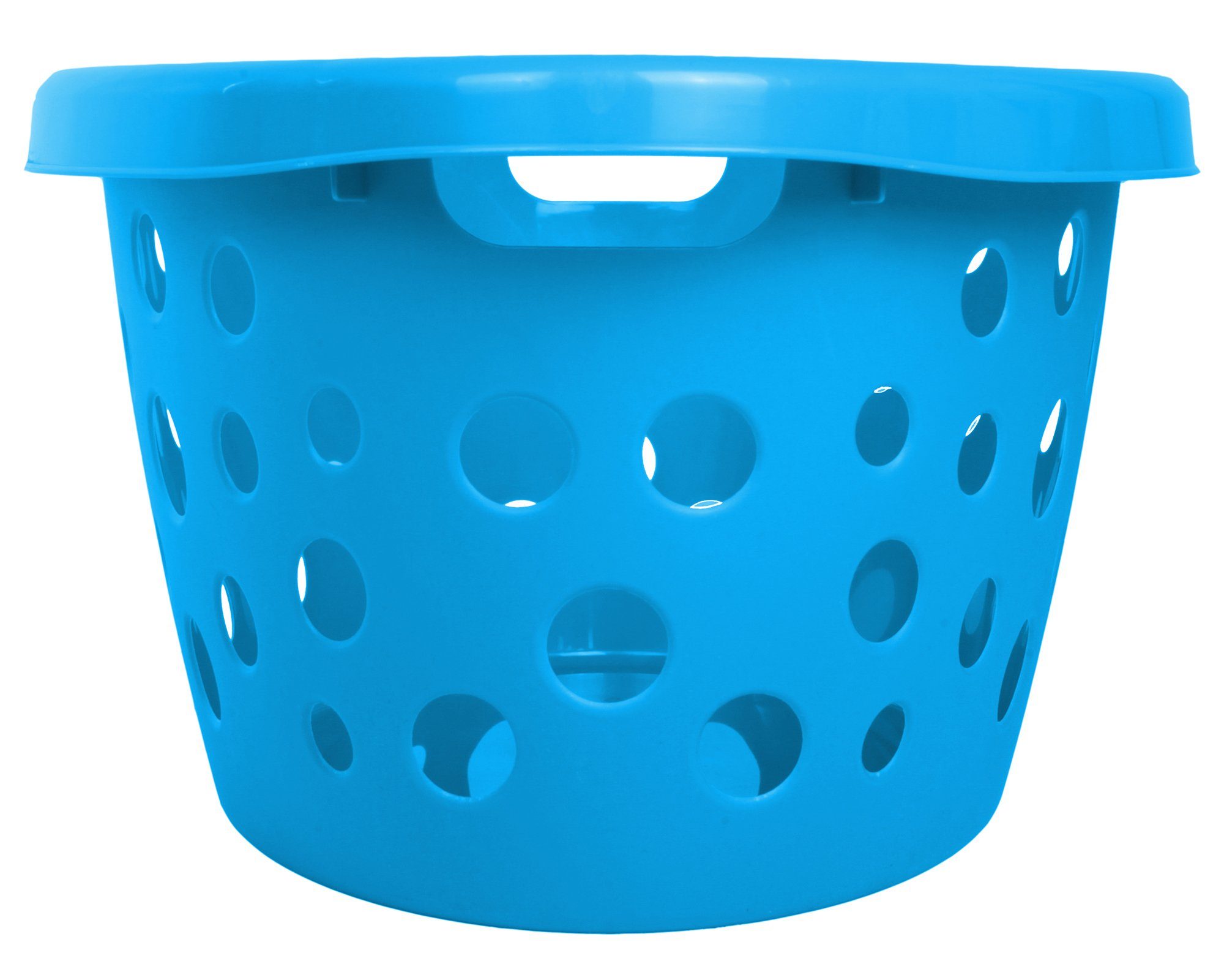 praktische großen Griffe, Belüftungslöchern italienisches Wäschekorb Design, ONDIS24 25 Blau Liter Wäschekorb mit Kunststoff