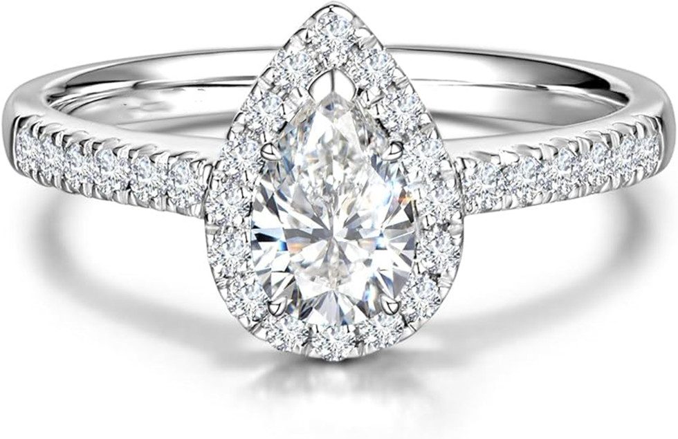 Jumpeak Diamantring gold ring,Trauring,Verlobungsring,1-Karat-Diamantring in Tropfenform, Valentinstagsgeschenk,RingefürMänner und Frauen,585sterling goudenring