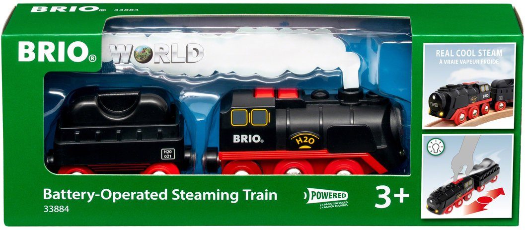 BRIO® Toy Train Battery Steam Locomotive with Water Tank, with Light and Steam Function