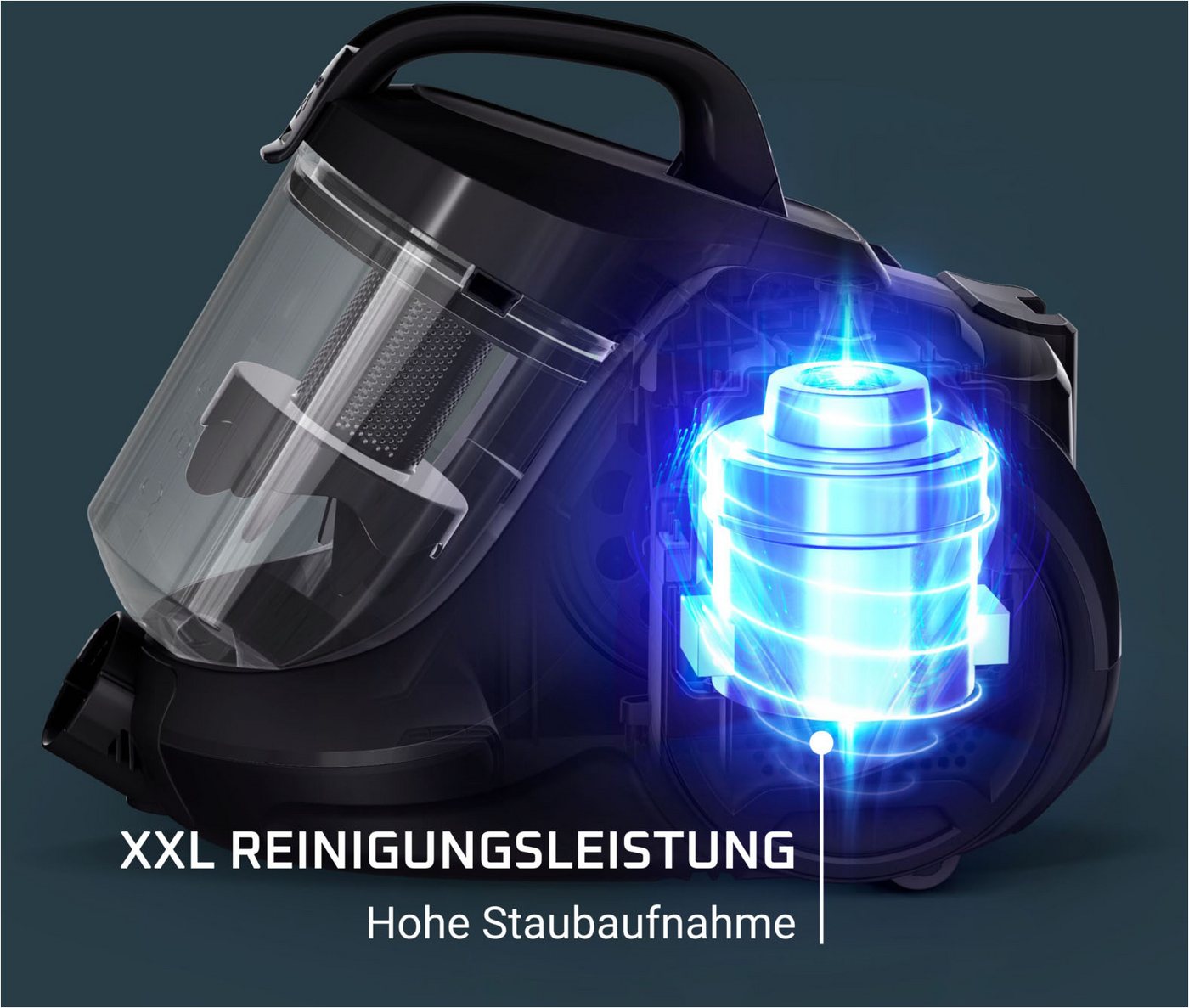 Rowenta Bodenstaubsauger Compact Power Cyclonic, beutellos, hohe Saugleistung auf Hartböden, 750 W, beutellos, leise, kompaktes Format, leichte Entleerung, hohe Filtrierung