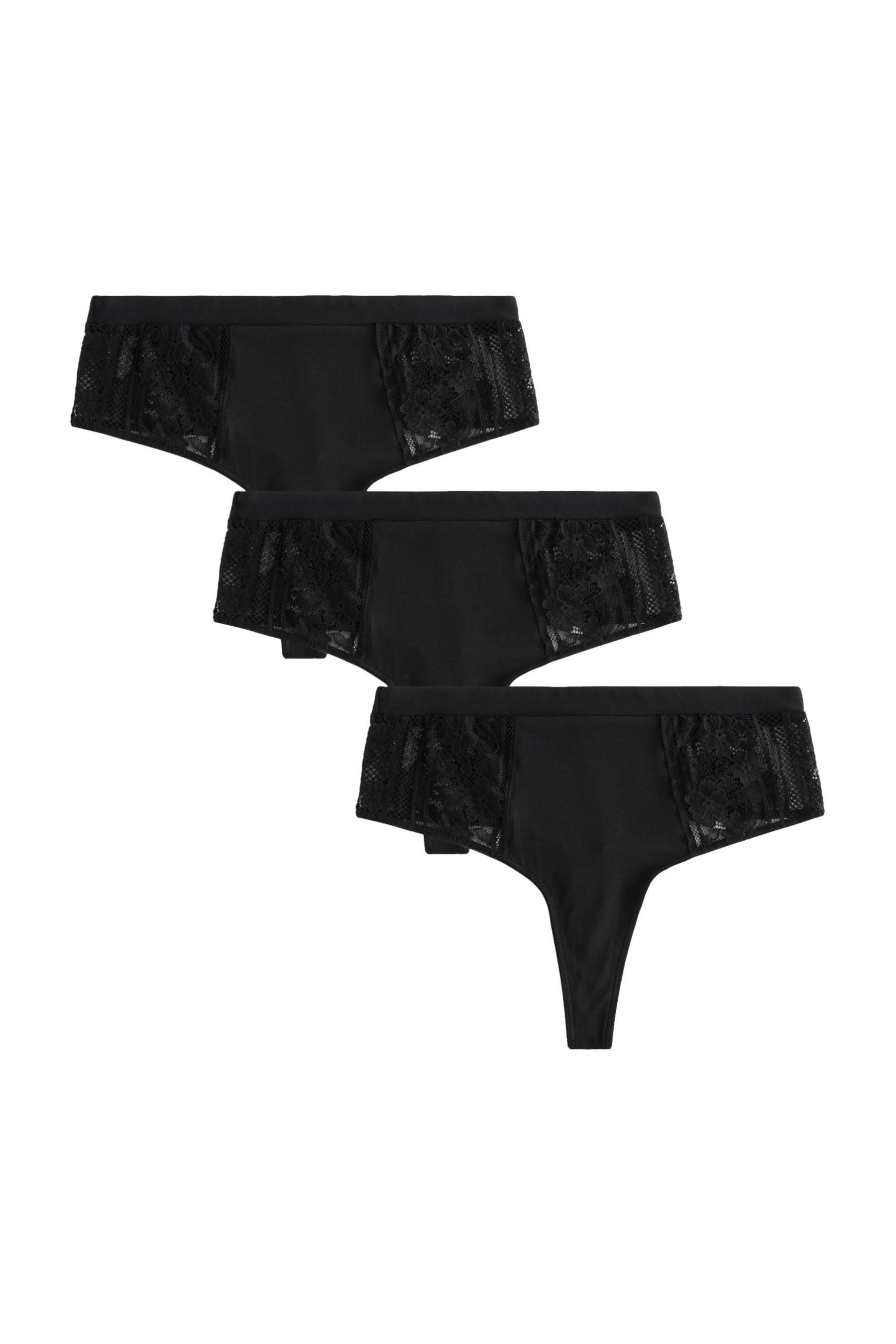 High-Waist-String Spitzen-Slips, 3er-Pack, Hochbund-Tanga