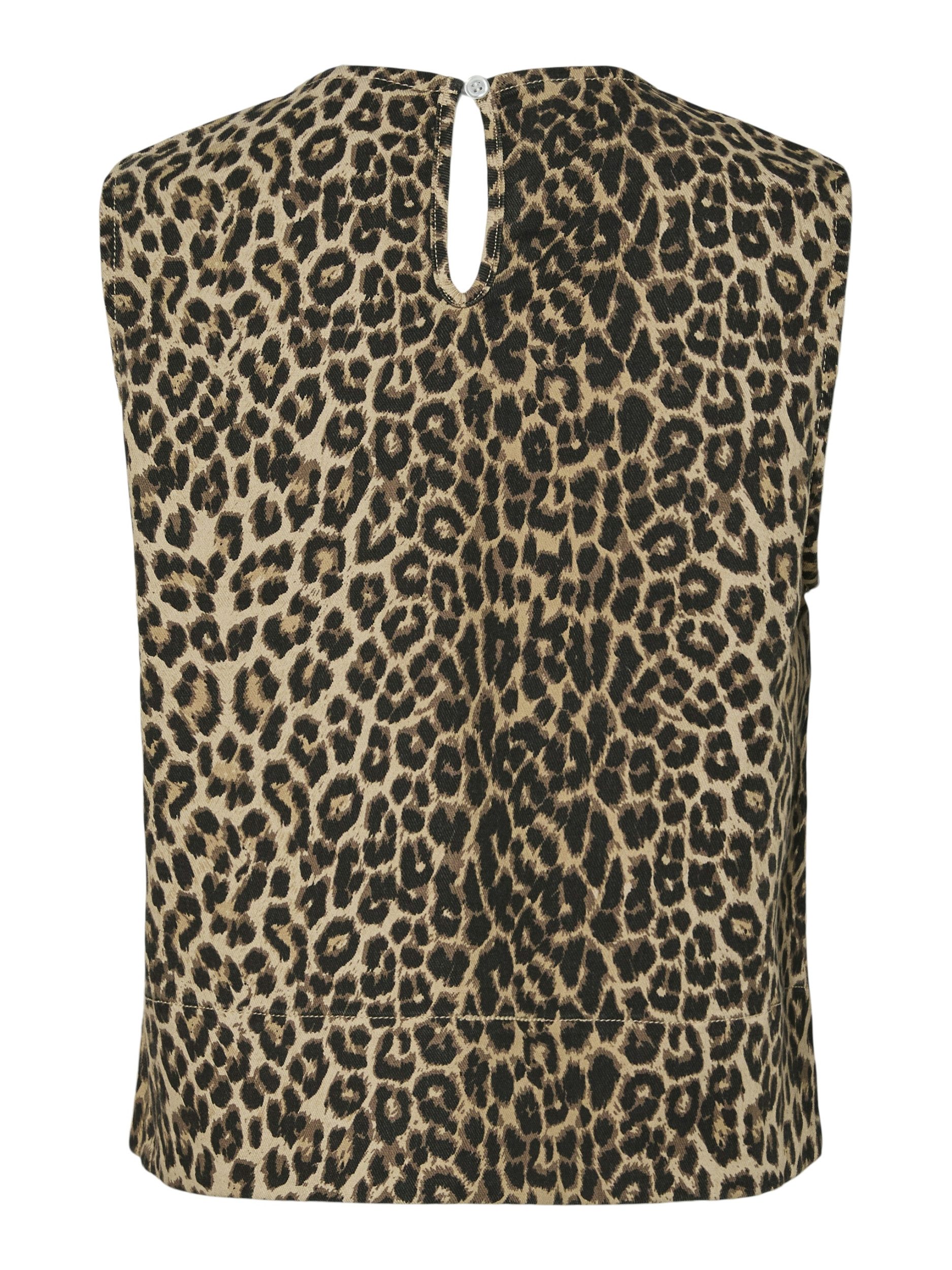 pieces T-Shirt PCSALUME SL DENIM TOP, White Pepper/Leo