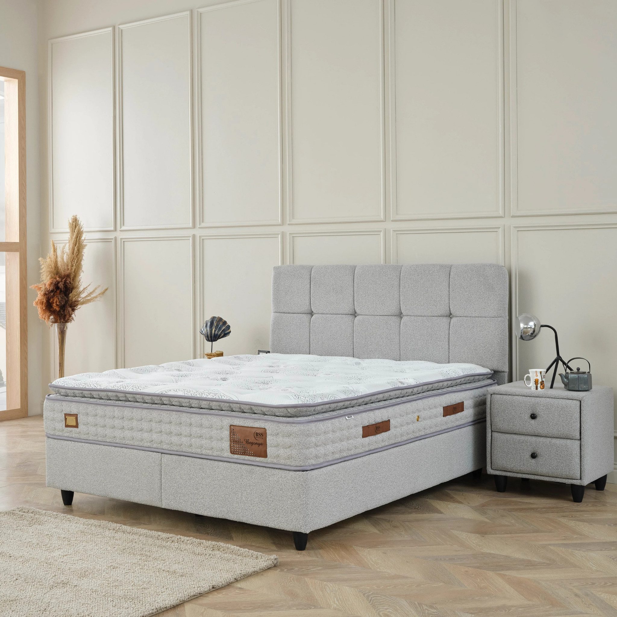 gowoll Boxspringbett Lion Bett Set mit Matratze Stauraum mit Bettkästen (140x200 160x200 180x200, Moln Lion Boxspringbett Set mit Matratze), Boxspringbett mit Matratze & Bettkästen