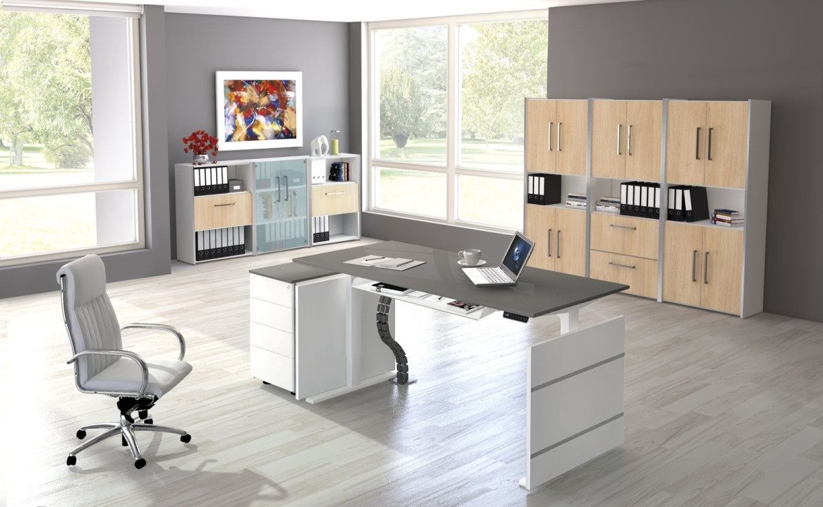 KERKMANN Schreibtisch Sitz-/Stehtisch Move 3 elektr. höhenverstellbar BxT 200x100cm grafit