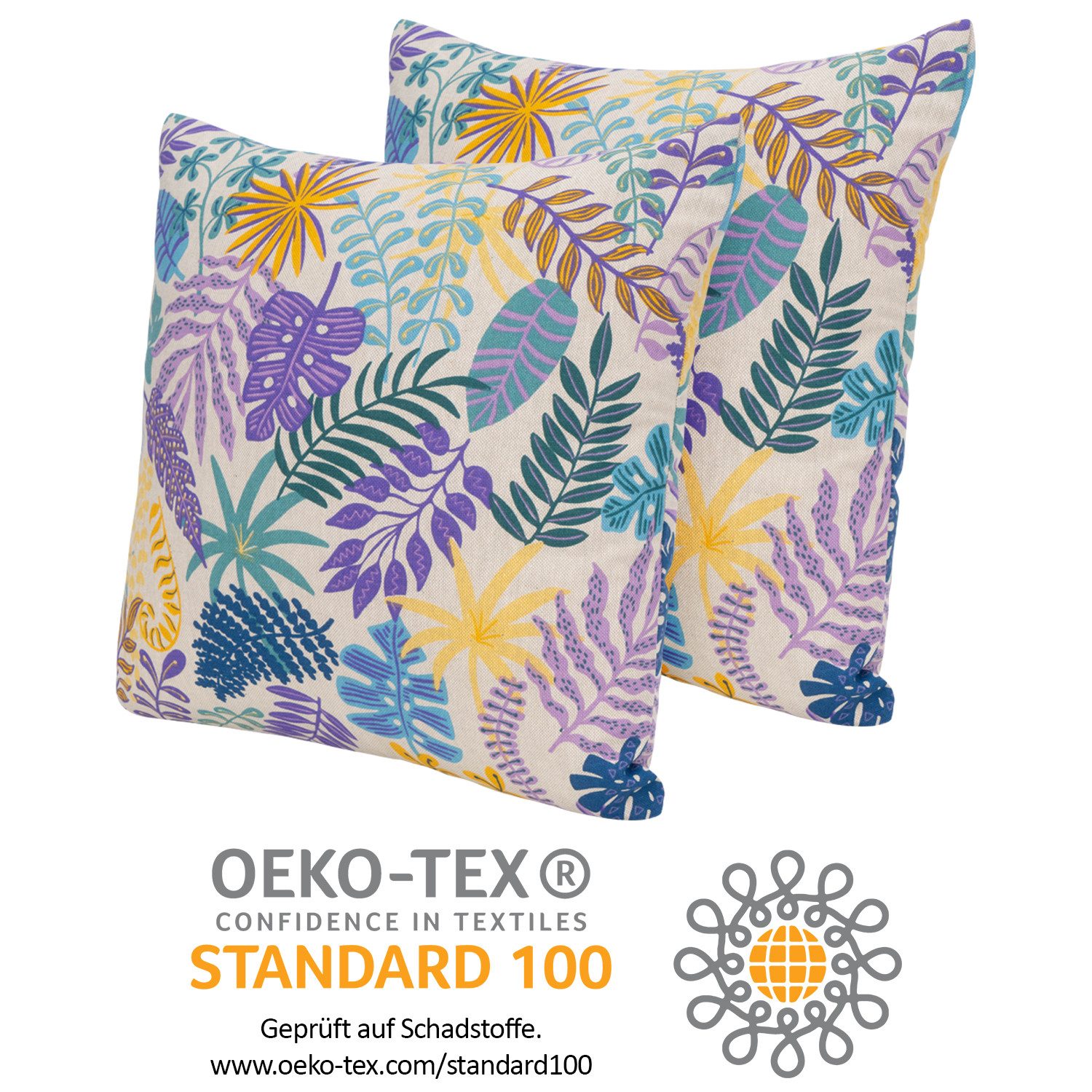 Selfitex Dekokissen im 2er Set 40x40 cm, inkl. Füllkissen, bedruckter Leinenstoff, extra weich und bequem, Kissen mit modernem Trendmuster