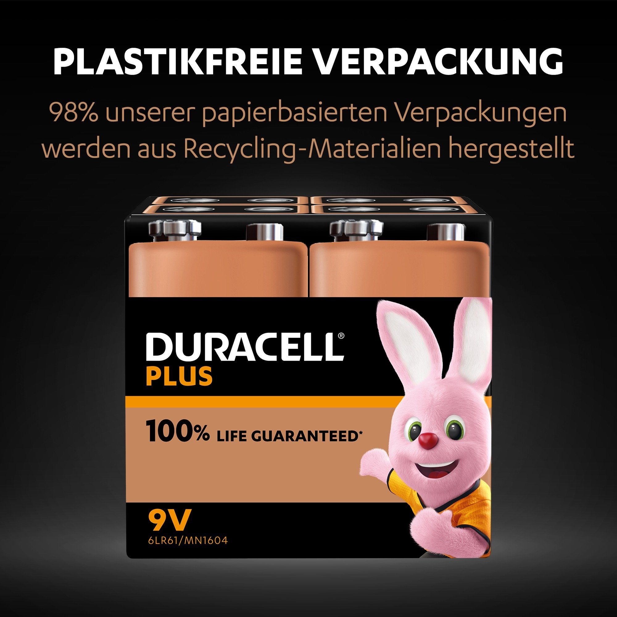 Duracell Plus E-Block/6LR61 Batterie, 6LR61 4 9V St), (9 V