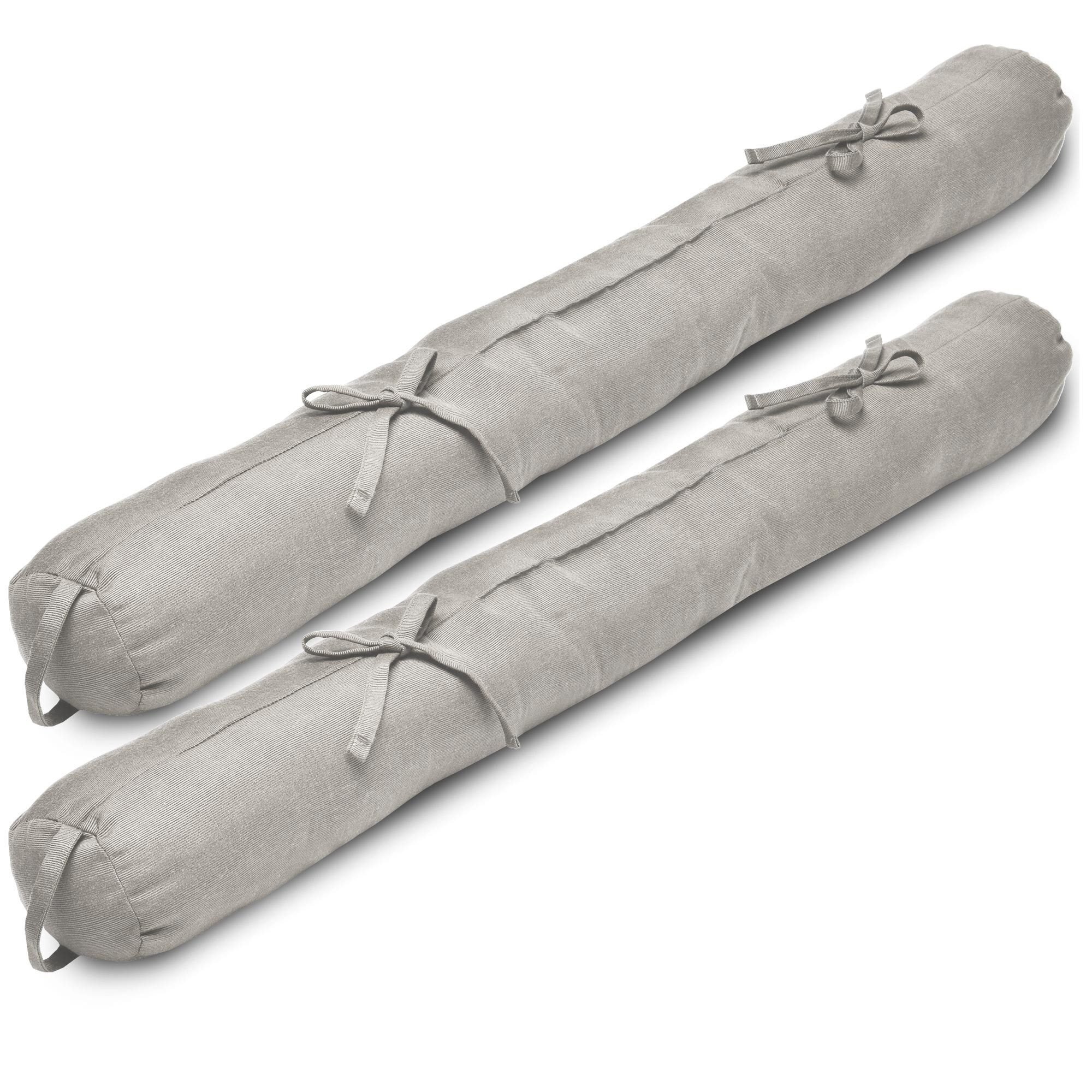 Beautissu Zugluftstopper 2er Set Zugluftstopper 100cm Viento, 100x10cm, Hellgrau, Türluftstopper Haustür Kältestopper für Türen & Fenster