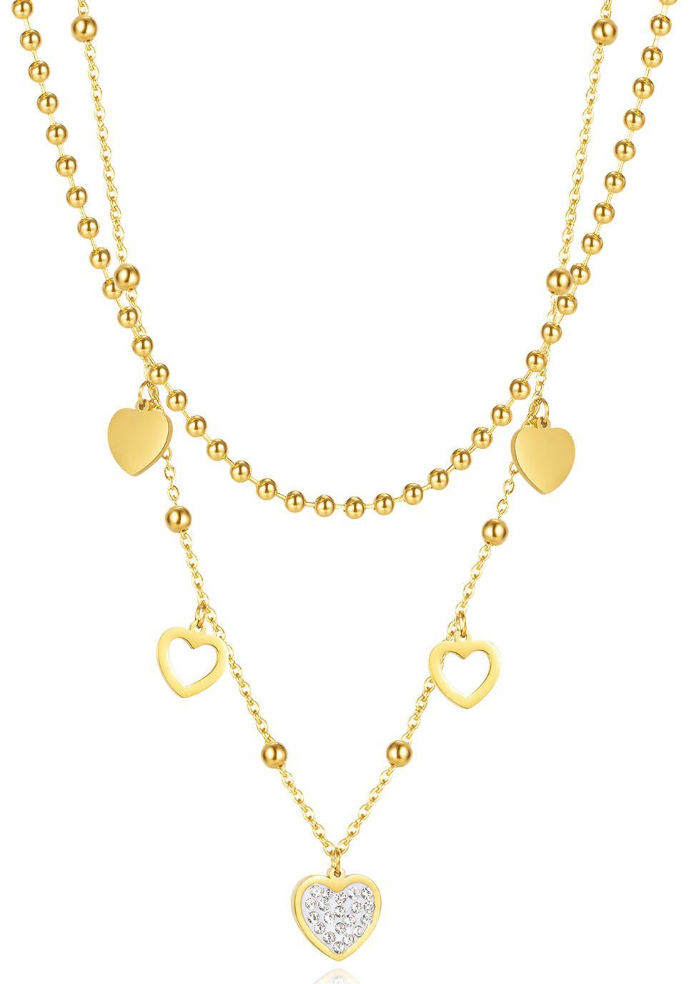 Firetti Kette mit Anhänger Schmuck Geschenk Hearts Charm, mit Zirkonia (synth)