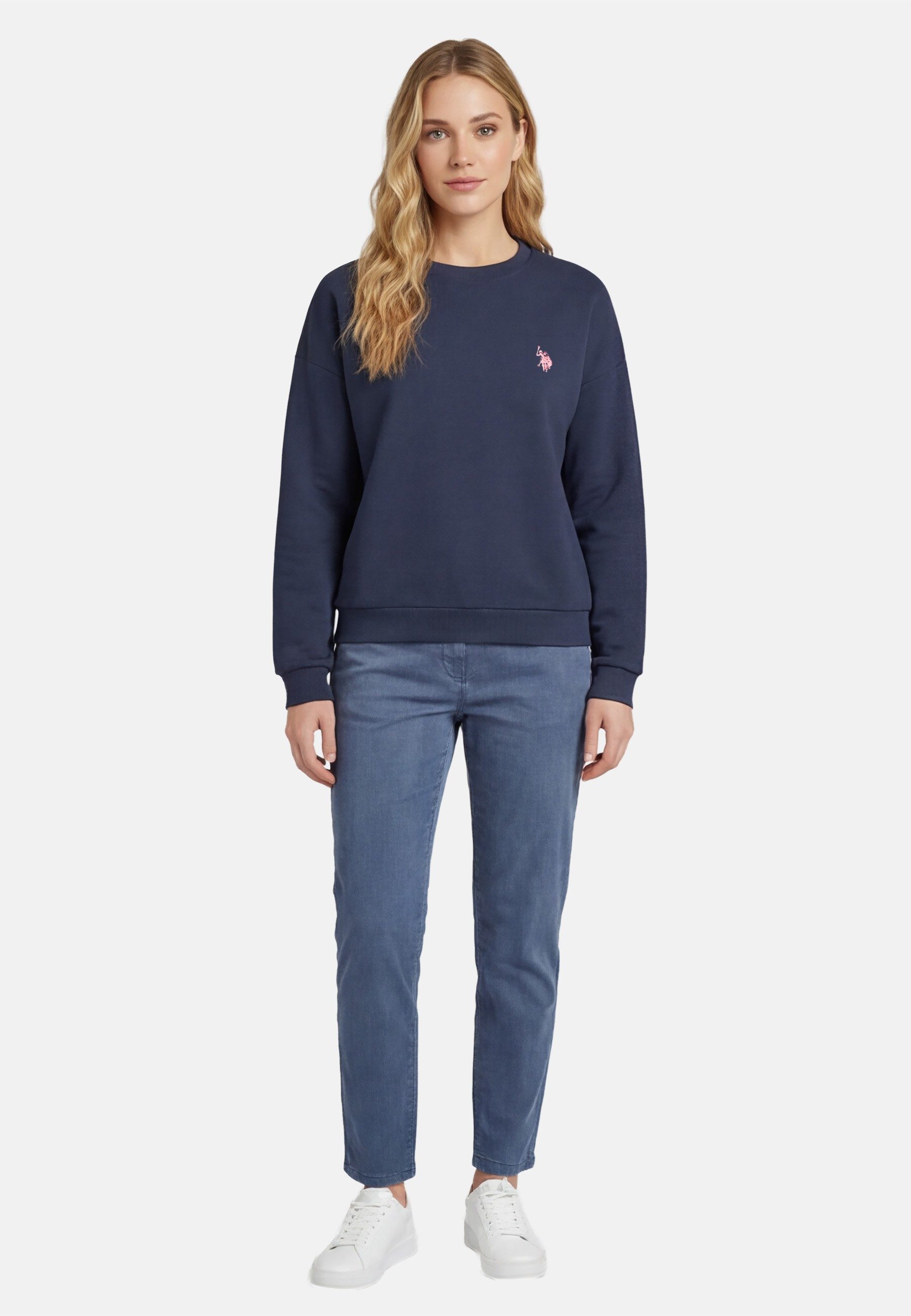 U.S. Polo Assn. Sweatshirt USKalatine Pullover Rundhals – Baumwollmix Sweater Weicher Rundhalspullover mit Stretch und Logo-Stickerei