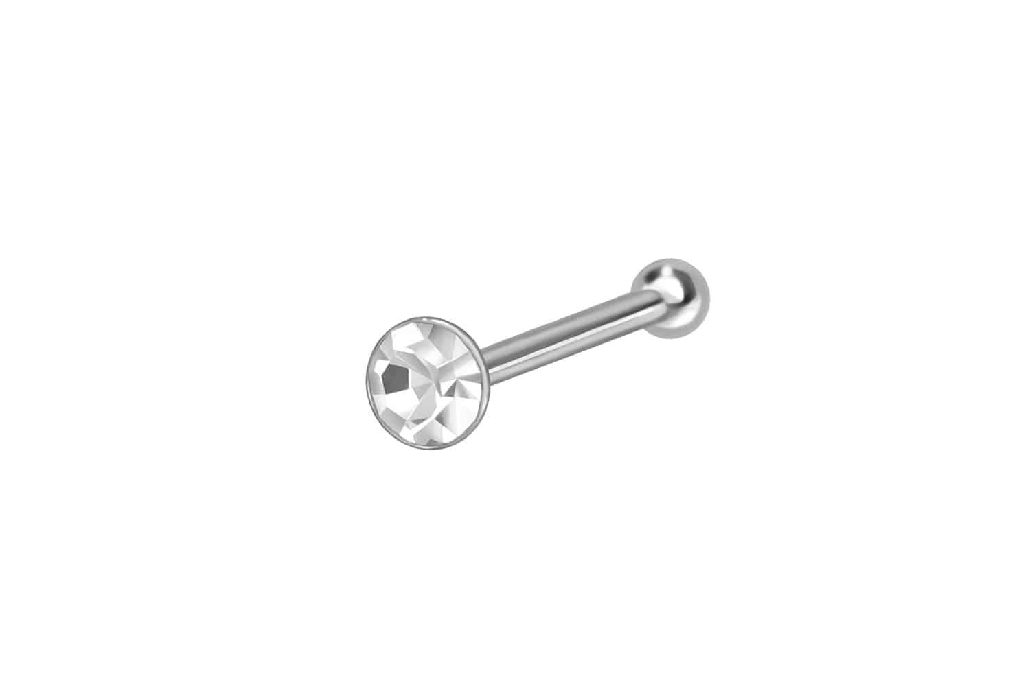 PIERCINGLINE Nasenpiercing 925er Silber Nasenstecker Pin RUNDER KRISTALL (Nasenstecker / 1 Stk)