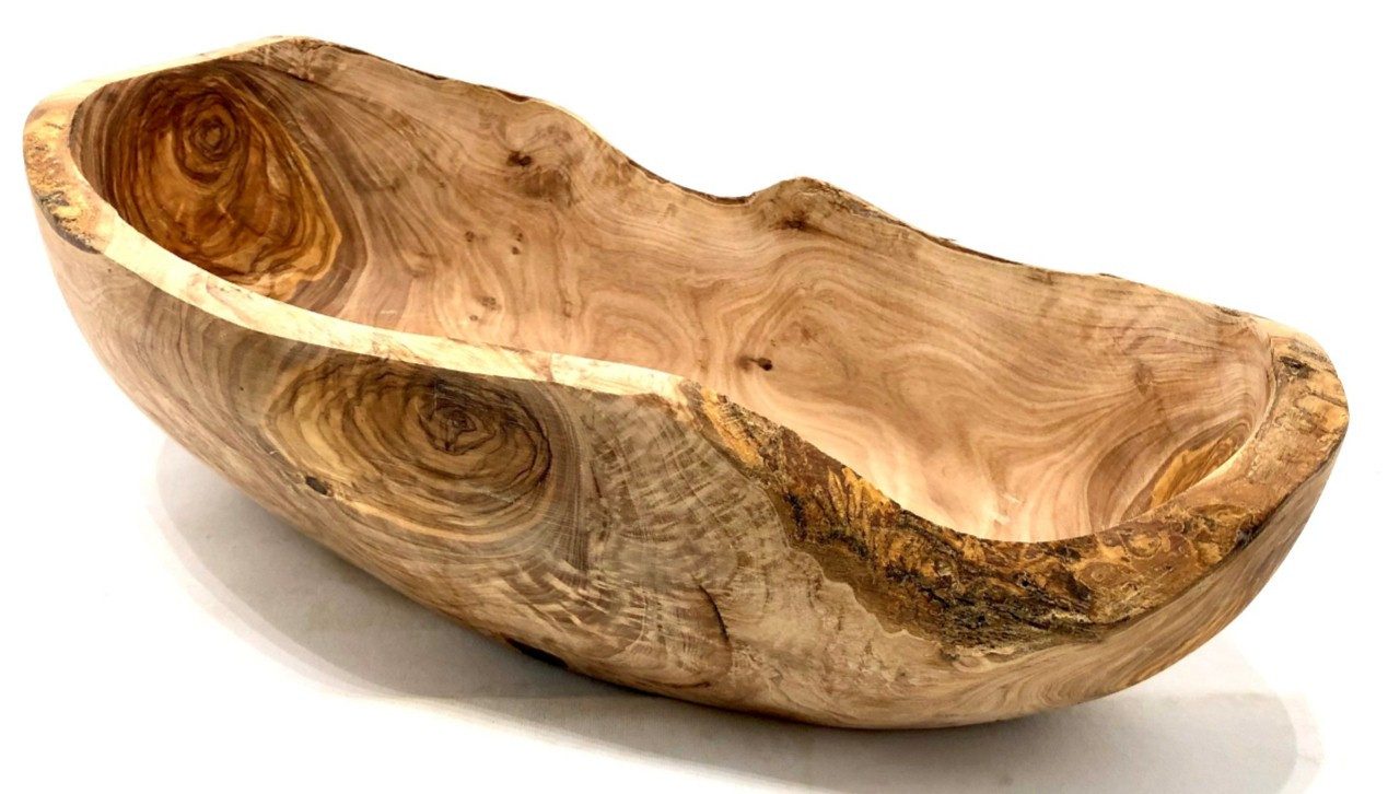 Olivenholz-erleben Obstschale Obstschale oval rustikal ca. 25 – 29 cm aus Olivenholz, Massivholz, (Set), Jede Schale ist ein Unikat mit einzigartiger und natürl – Bild 2 von 2
