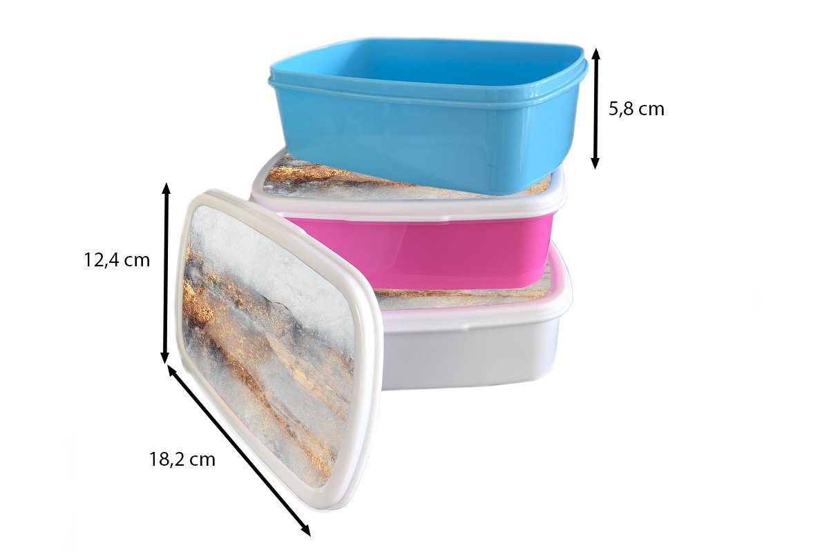 MuchoWow Lunchbox Nebel Brotdose, - Jungs Kinder für und - Abstrakt, und Mädchen weiß Gold Erwachsene, für Kunststoff, Brotbox (2-tlg)