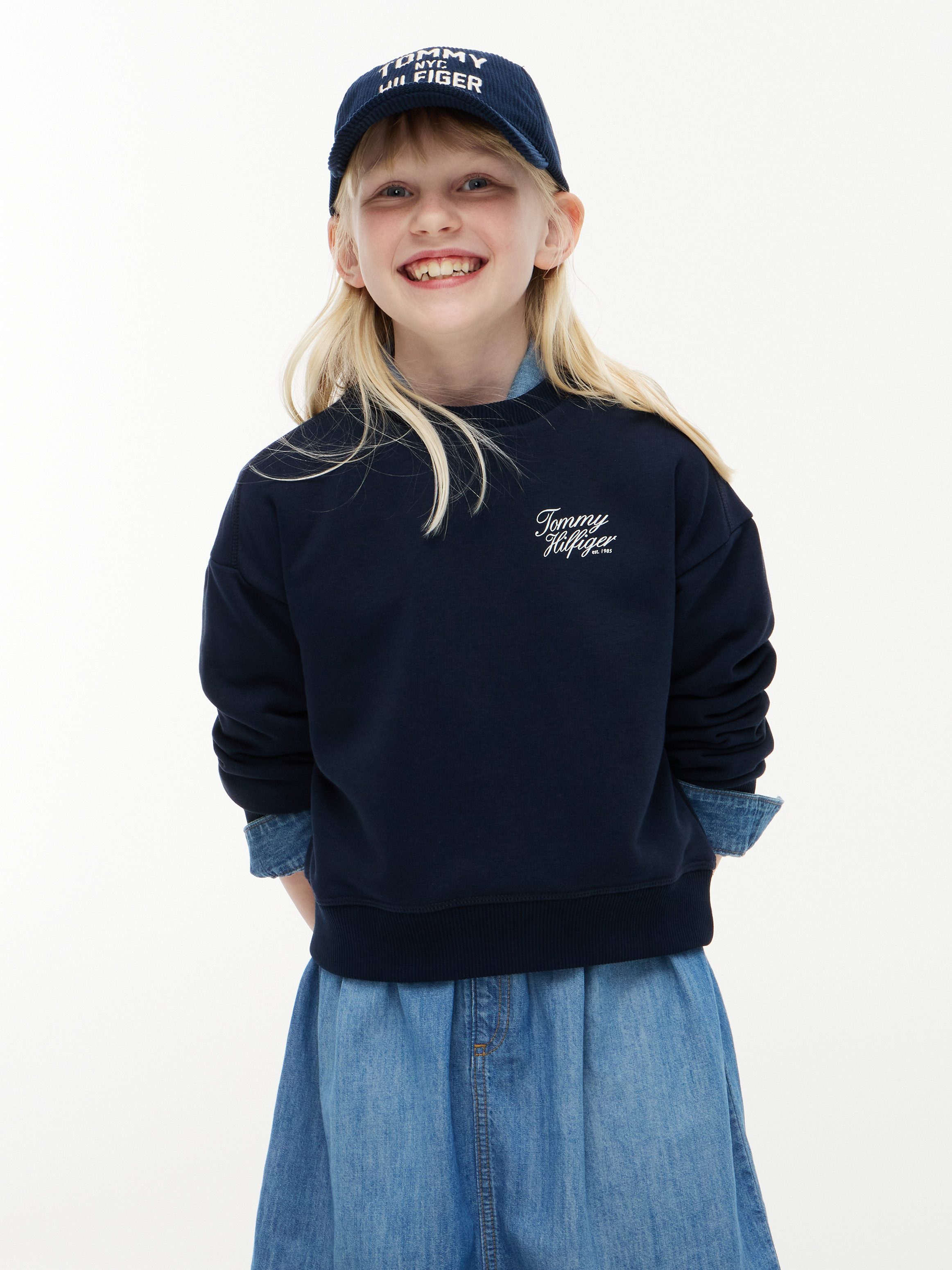Tommy Hilfiger Sweatshirt TOMMY SCRIPT PRINTED SWEATSHIRT Rundhalsausschnitt, Regular Fit, Kinder bis 16 Jahre