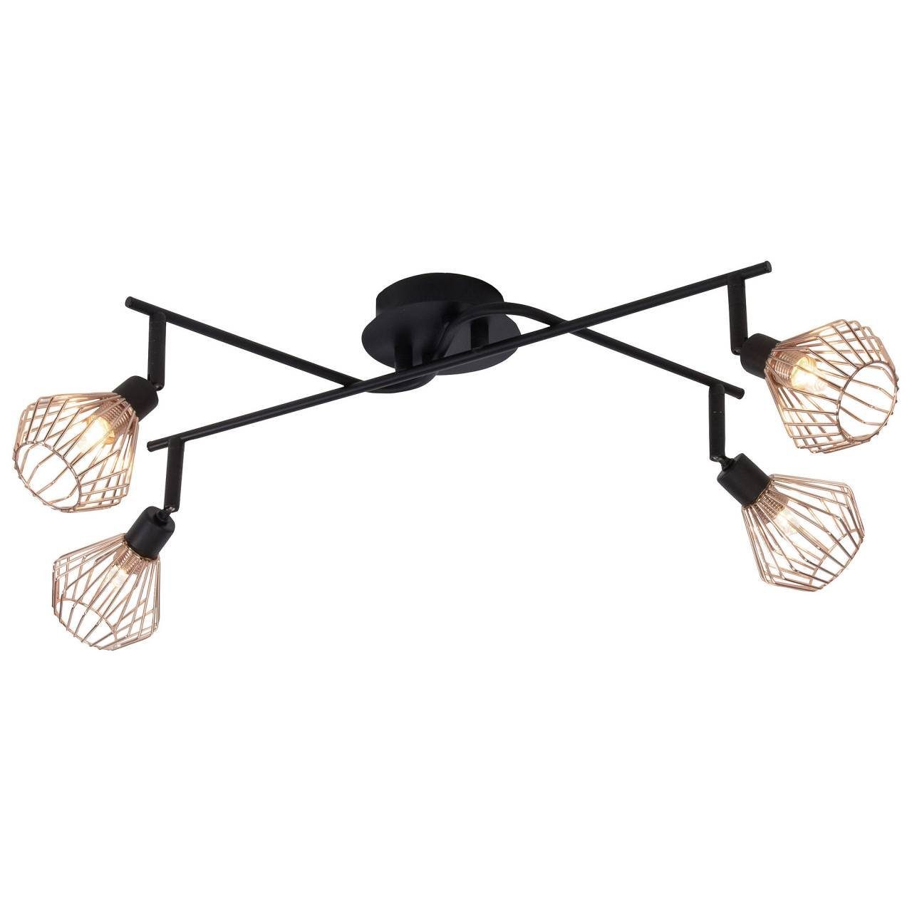 33W, 4x g QT14, Brilliant Dalma Deckenspot Kreuz schwarz/kupfer Lampe 4flg Dalma, G9, Deckenleuchte