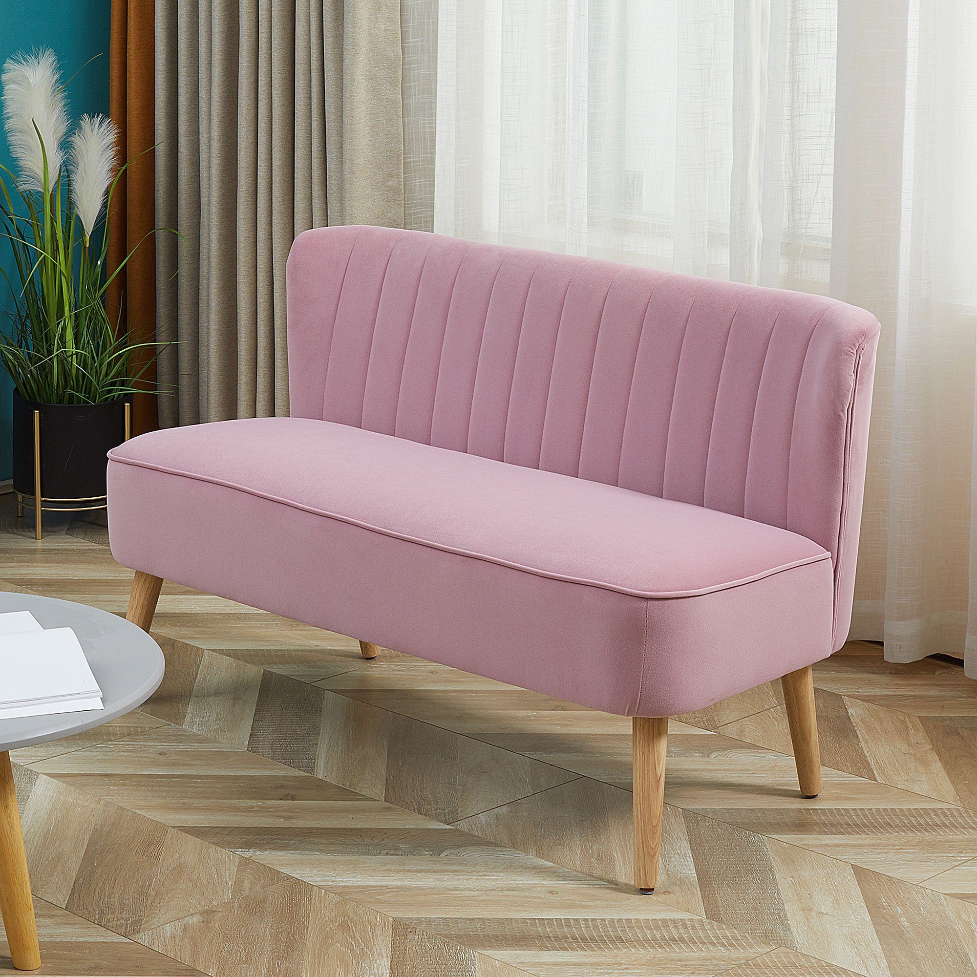 Polyster Samtartiges Teile Schaumstoff, Sitzmöbel 2-Sitzer Holz 1 HOMCOM Loungesofa