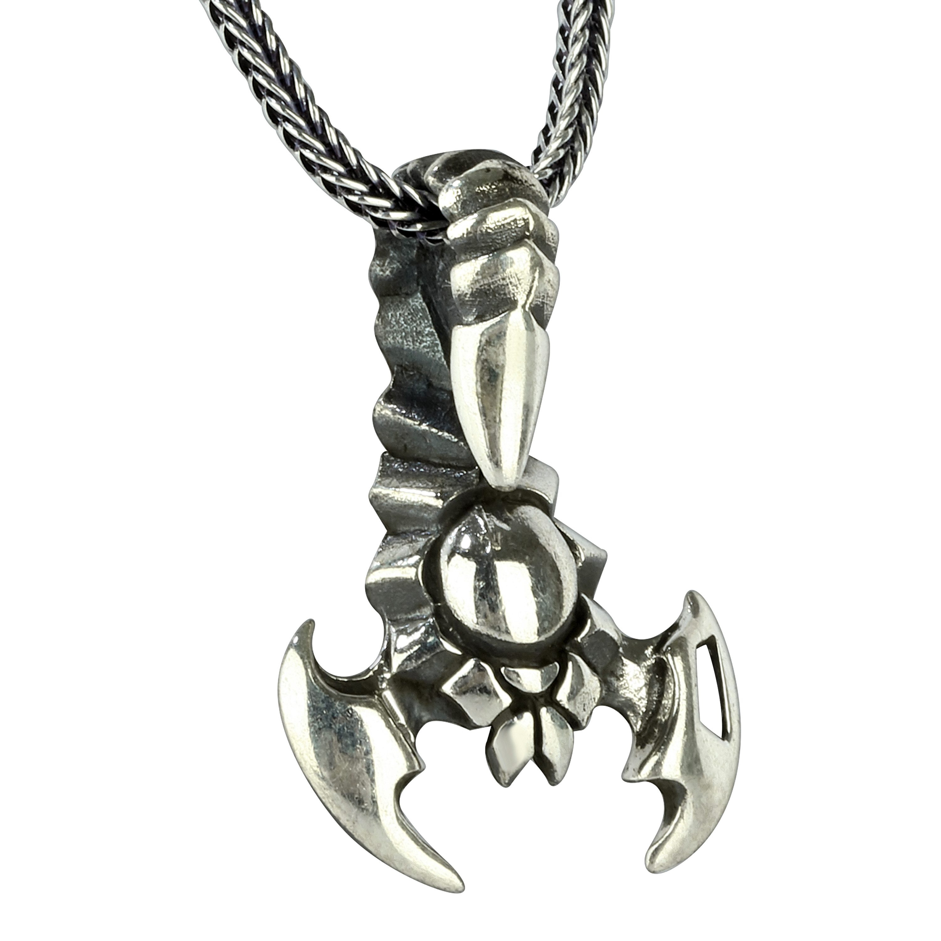 NAHLE Kette mit Anhänger Silber Skorpion mit Silber Fuchsschwanz Kette (2-tlg., 1 Skorpion-Silberkette + edle Geschenkbox), 925 Silber Skorpion-Kette, Fuchsschwanz-Design – stark & elegant