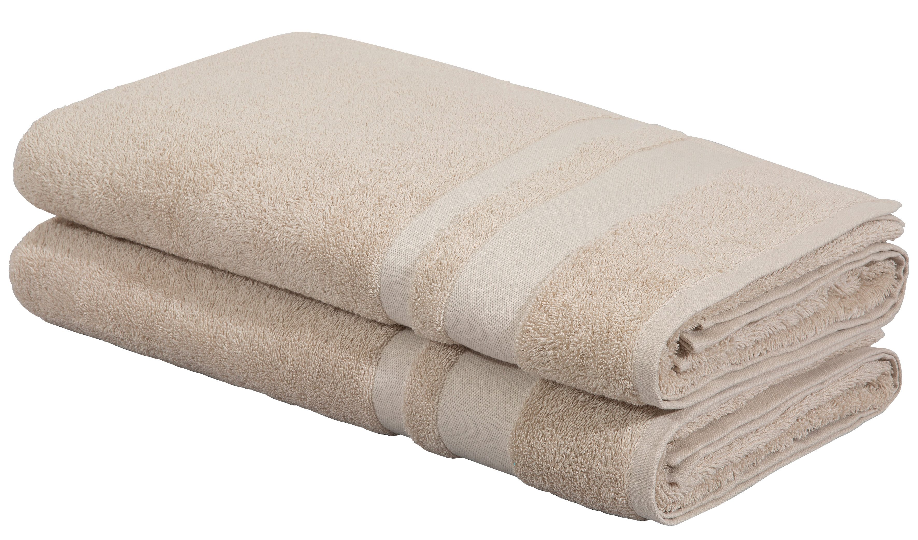 OTTO home Saunatuch Vanessa, 2 Saunatücher, 80x200cm, in Standard- und Premium-Qualität, Walkfrottee (Set, 2-St), Handtücher mit Bordüre, 100% Baumwolle, einfarbig, weich