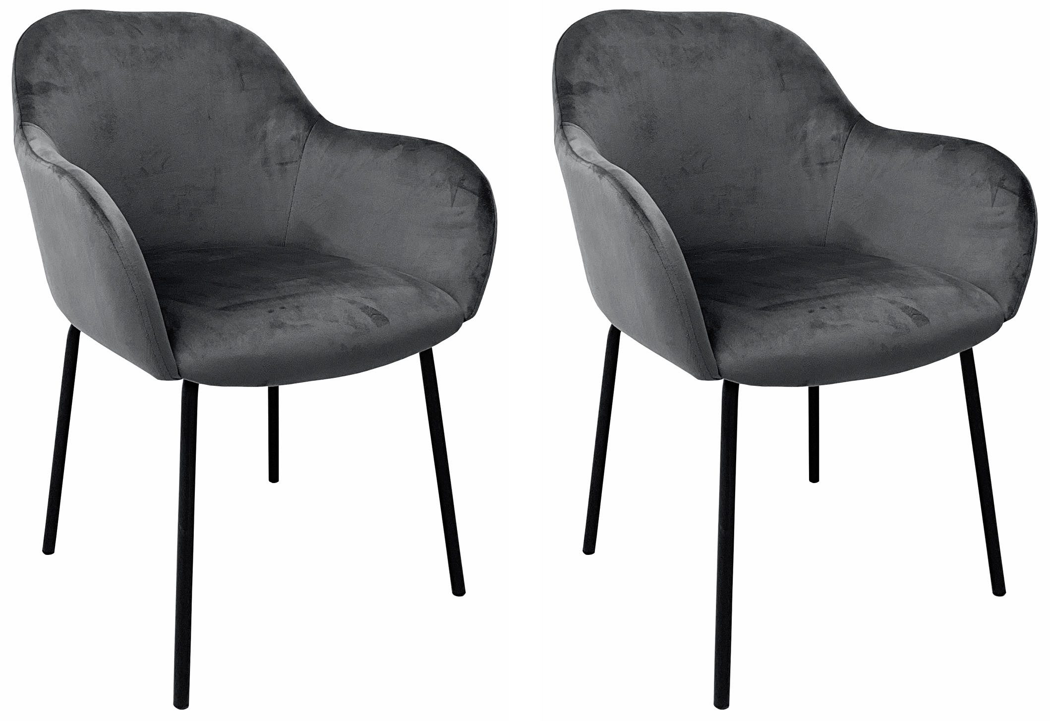 OTTO home Esszimmerstuhl Dannika (Set, 2 St), pflegeleichter Veloursstoff, schwarze Metallbeine, Sitzbreite 41 cm